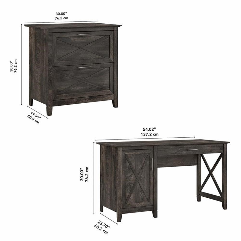 Atlin Designs Dark Gray Computer Desk with Lateral File Cabinet - Home Office Furniture for Small Spaces & Modern Workspaces