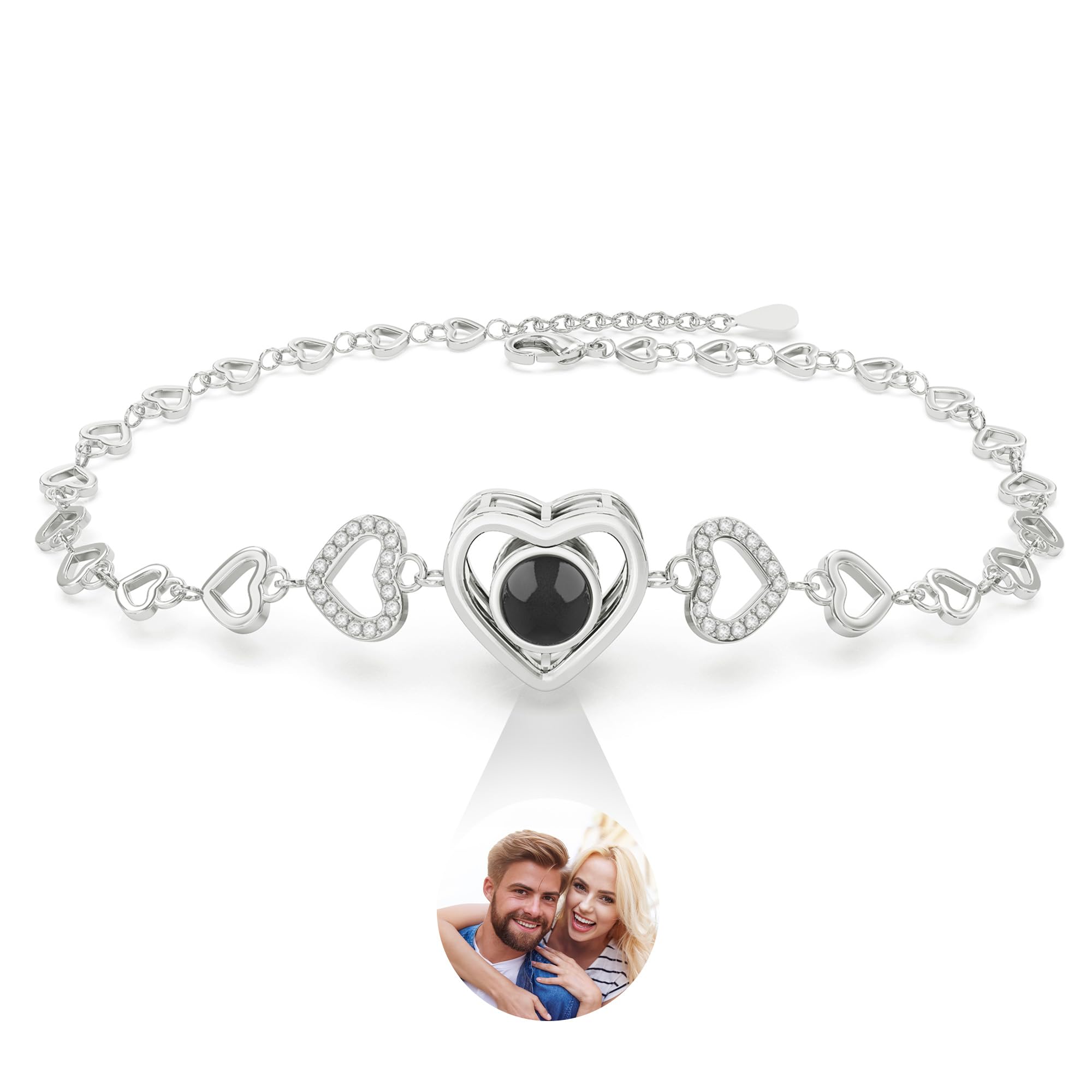 Personalized Photo Bracelet for Women - Custom Engraved Picture Projection Jewelry - Unique Mother's Day, Anniversary, Birthday Gift for Mom, Wife, Girlfriend, Best Friend - Perfect for Weddings, Memorials, Special Occasions