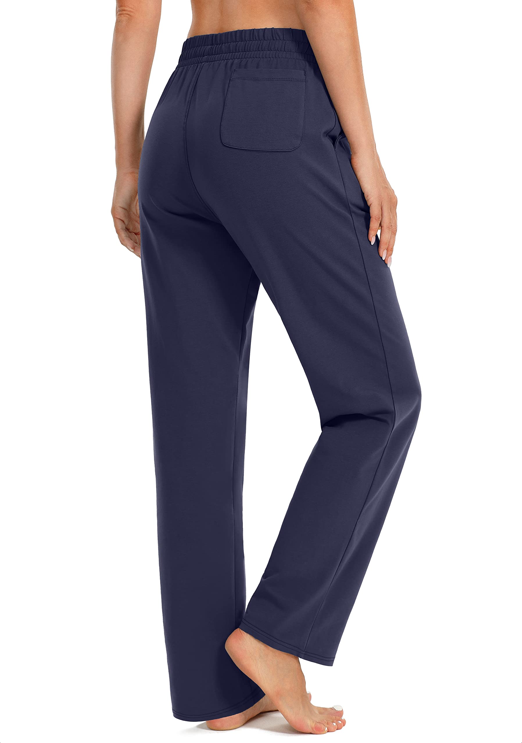 SANTINY Women's High Waisted Cotton Sweatpants - Soft Lounge Yoga Pants with Pockets for Workout, Running & Casual Wear | Comfortable Open Bottom Sweatpants for Women | Perfect for Home, Gym & Travel