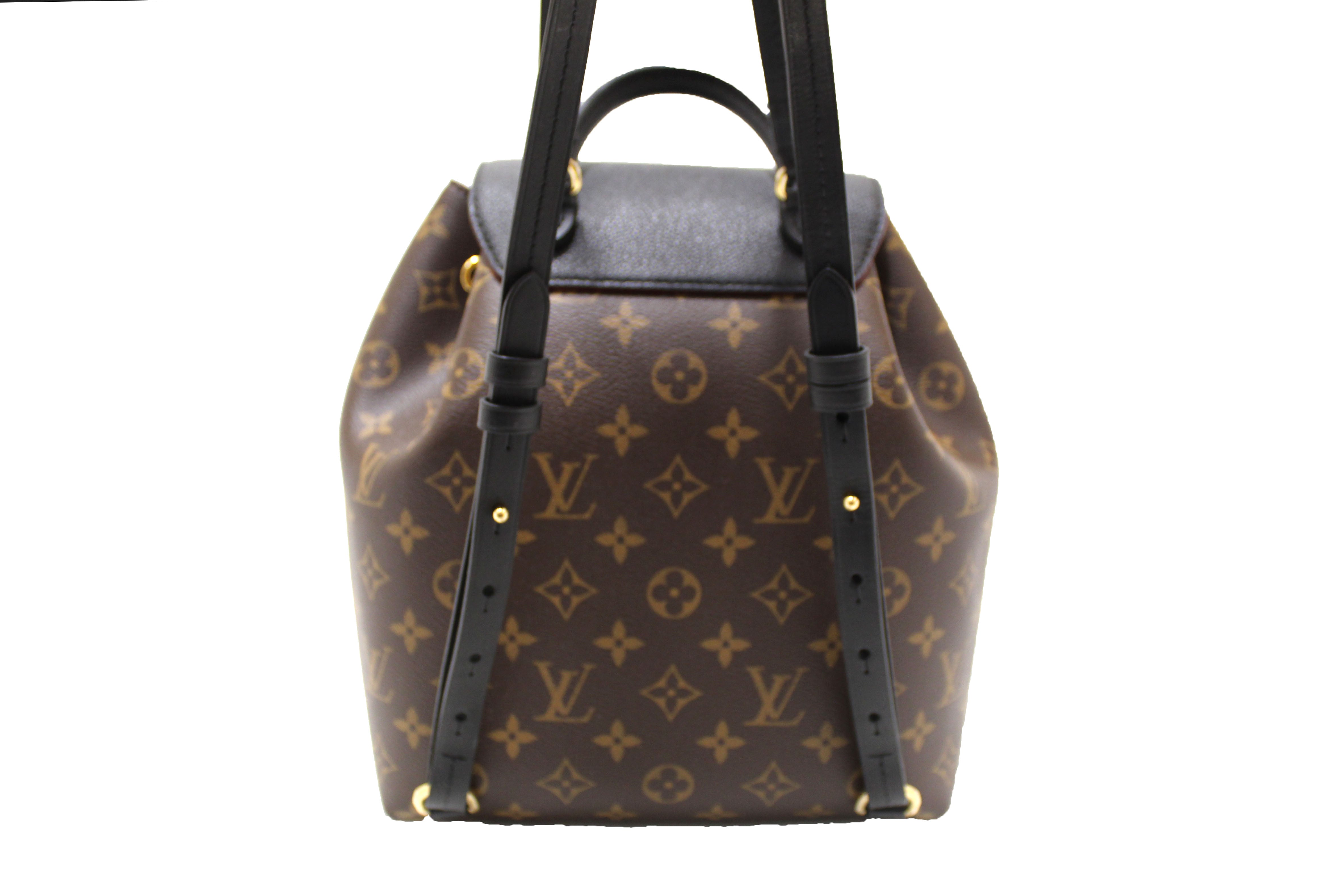 Authentic Louis Vuitton Monogram Montsouris PM Backpack - Genuine Black Leather Luxury Handbag for Women, Perfect for Travel, Work & Everyday Use