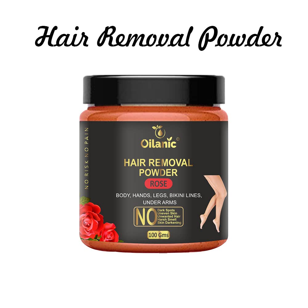Oilanic Rose Hair Removal Powder - 2 Pack (200g Total) | Natural & Gentle Depilatory for Smooth Skin | Perfect for Legs, Arms, Bikini Line & Facial Hair