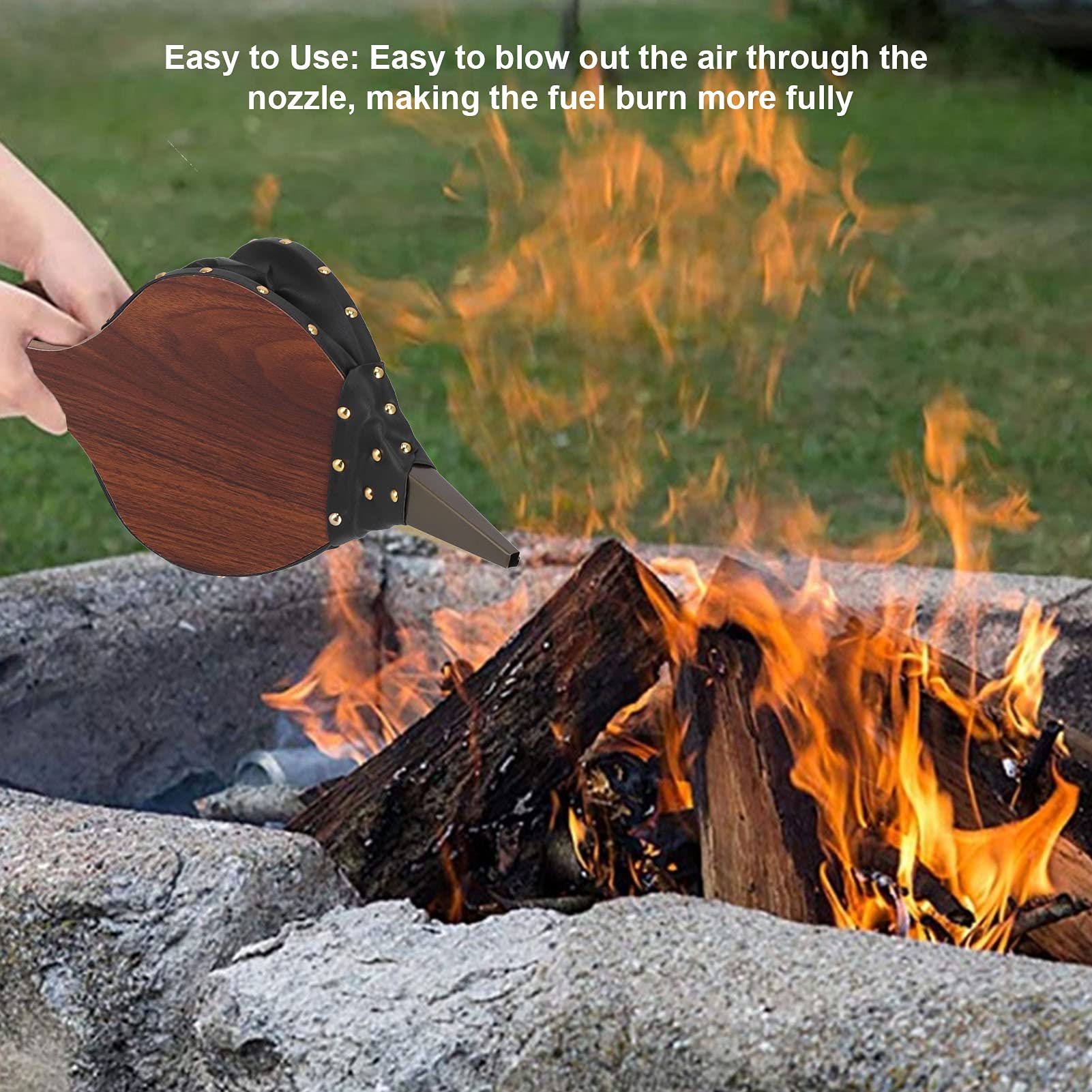 Portable Fire Blower Bellow for Camping - Handheld Stove Lighter & Composite Wood Fire Starter - Perfect for Backyard BBQs, Campfires, and Outdoor Cooking Accessories