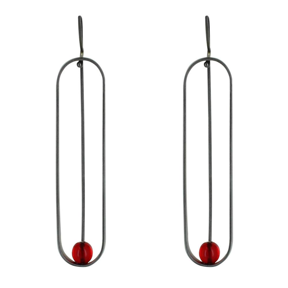 Elegant Ruthenium Earrings with Oval Hook and Glass Paste Pearl | Perfect for Parties, Weddings & Special Occasions