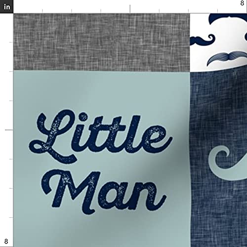 Little Man Mustache Quilt Fabric - Navy & Dusty Blue Cheater Print on Soft Minky - Fat Quarter for Baby Blankets, Quilt Backing & Sewing Projects | Perfect for Nursery Decor, DIY Gifts & Cozy Home Textiles