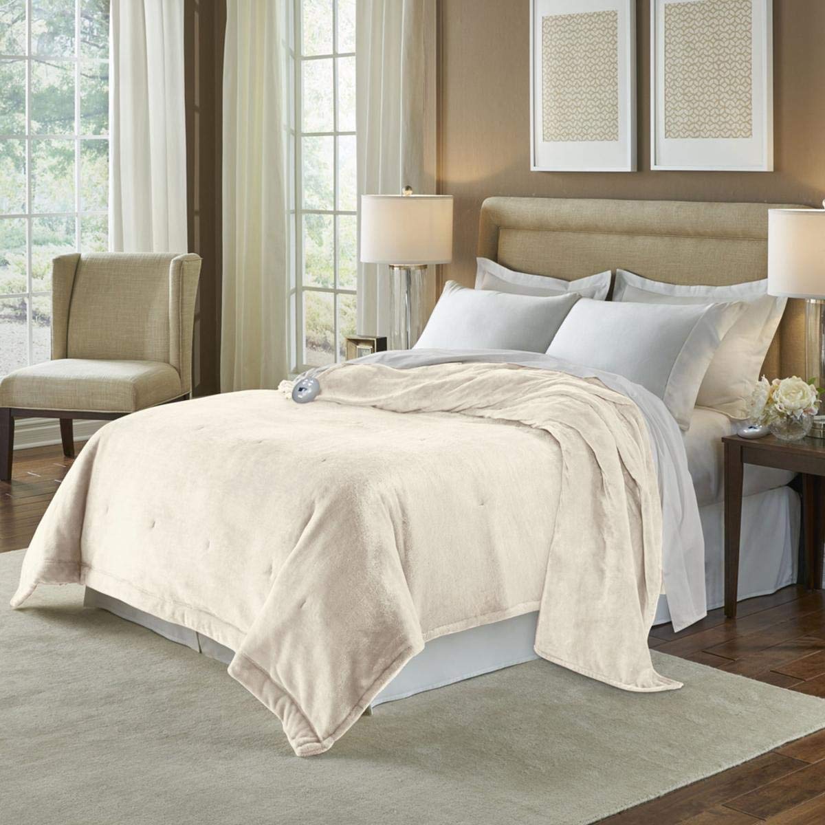 SoftHeat Velvet Plush Heated Electric Blanket with Digital Controller - King Size (90x108 inches) - Ultra Warm & Cozy for Winter, Bedroom, Living Room, Office Use