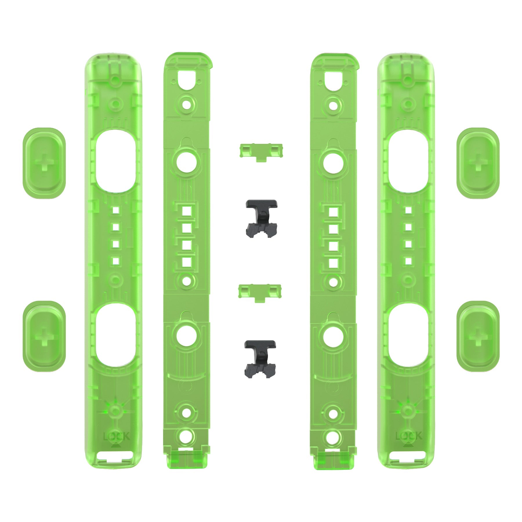 eXtremeRate 2 Pack Clear Green Custom Replacement Shell for Nintendo Switch Joy-Con Straps - Perfect for Gaming Accessories & Controller Mods