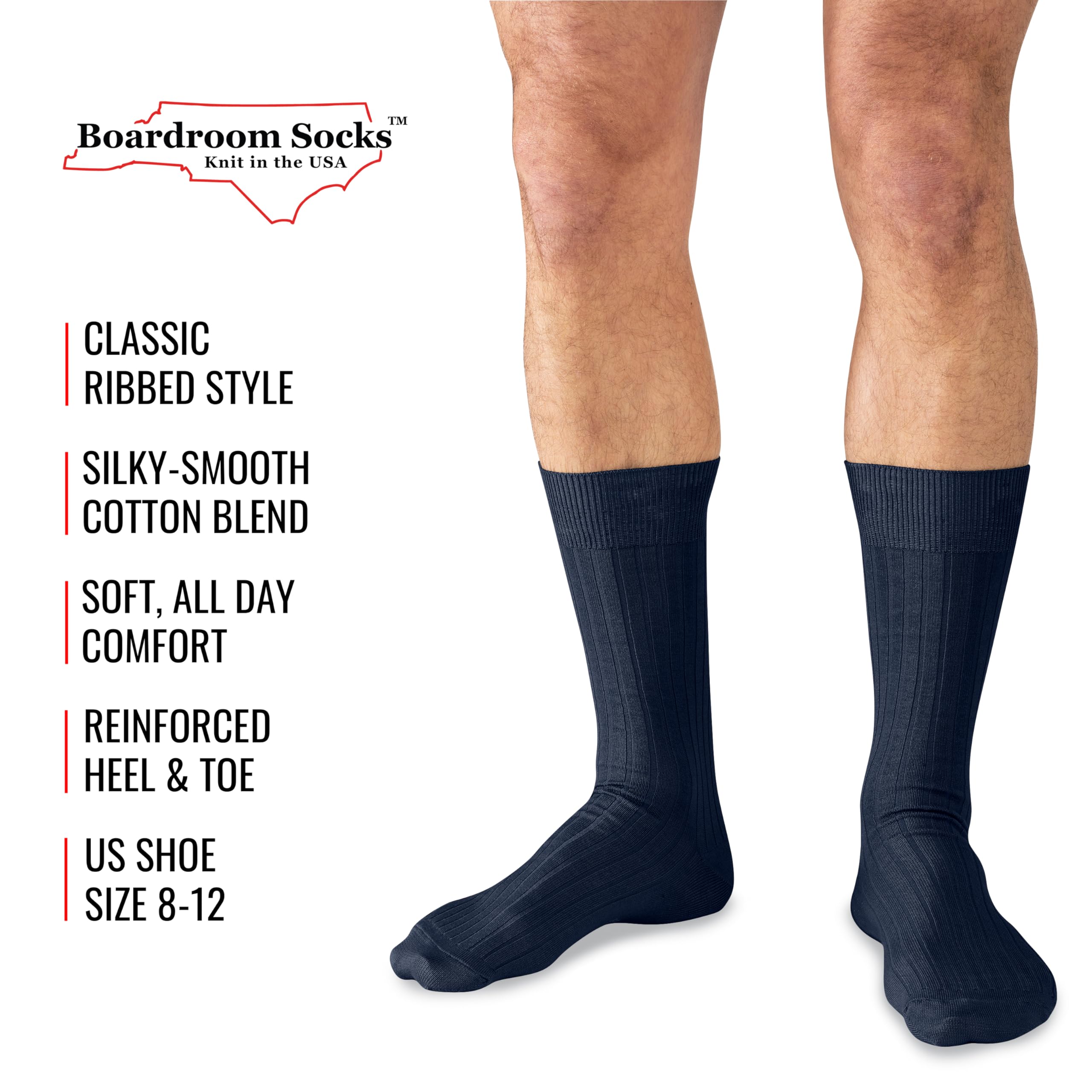Premium Cotton Dress Socks for Men - Breathable & Comfortable Formal Socks - Classic Mid-Calf Business Socks by Boardroom Socks - Perfect for Office, Wedding & Professional Occasions