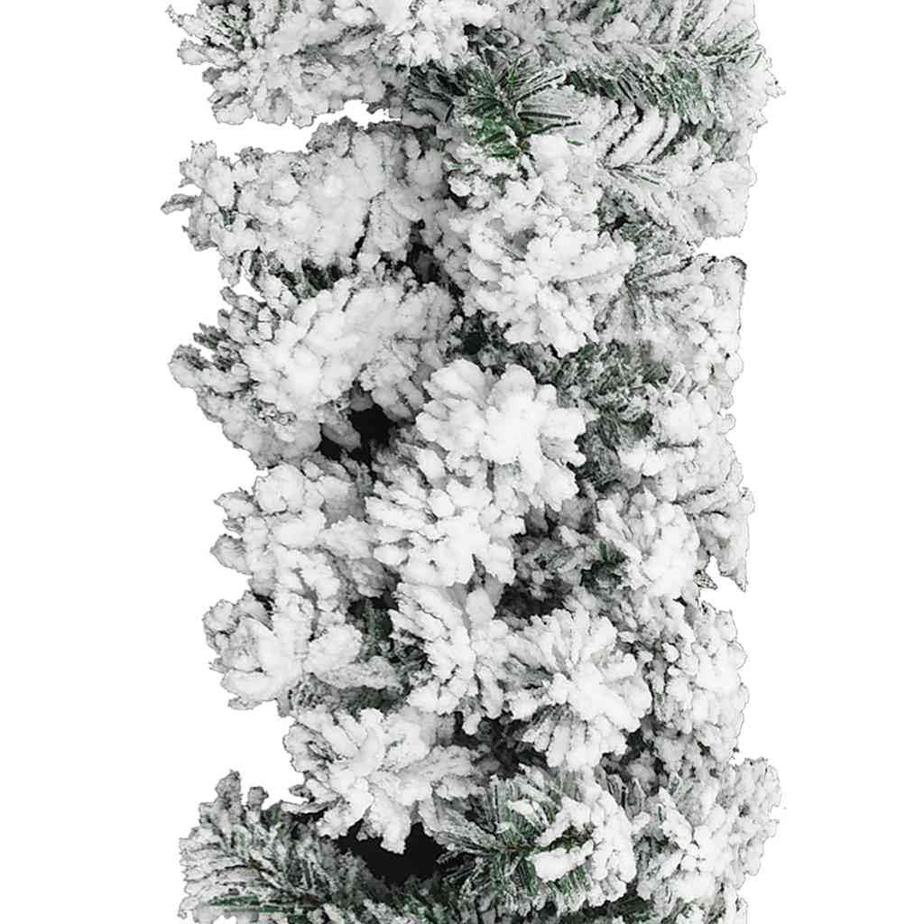 vidaXL 66 ft Green PVC Christmas Garland with Flocked White Snow - Artificial Holiday Decor for Indoor & Outdoor Use - Perfect for Fireplace, Staircase, and Christmas Tree Decoration