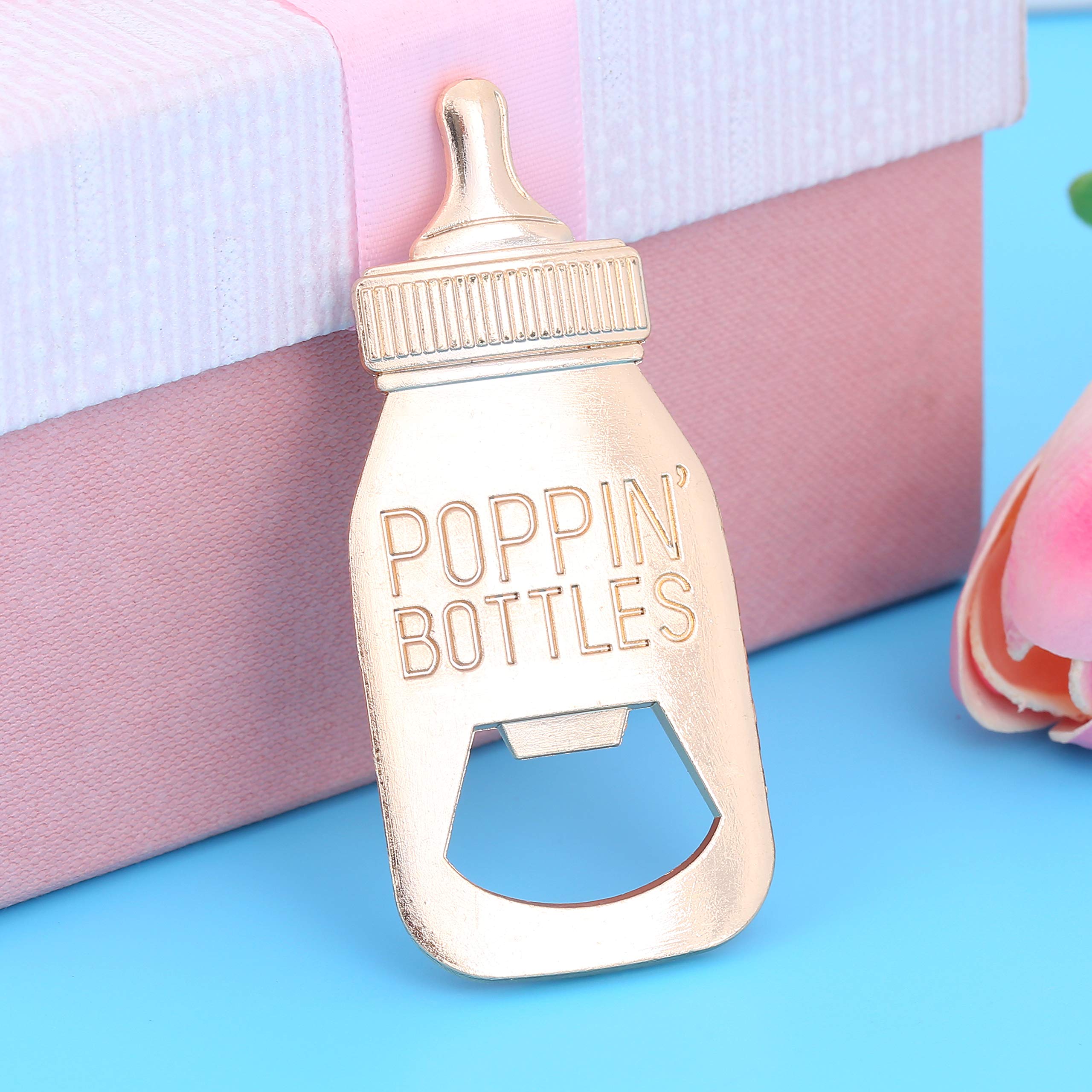 36 Pack Baby Shower Bottle Openers - Poppin Bottle Shaped Neutral Reveal Party Favors, Guest Supplies & Decorations (White) - Perfect for Baby Showers, Gender Reveals & Bridal Showers