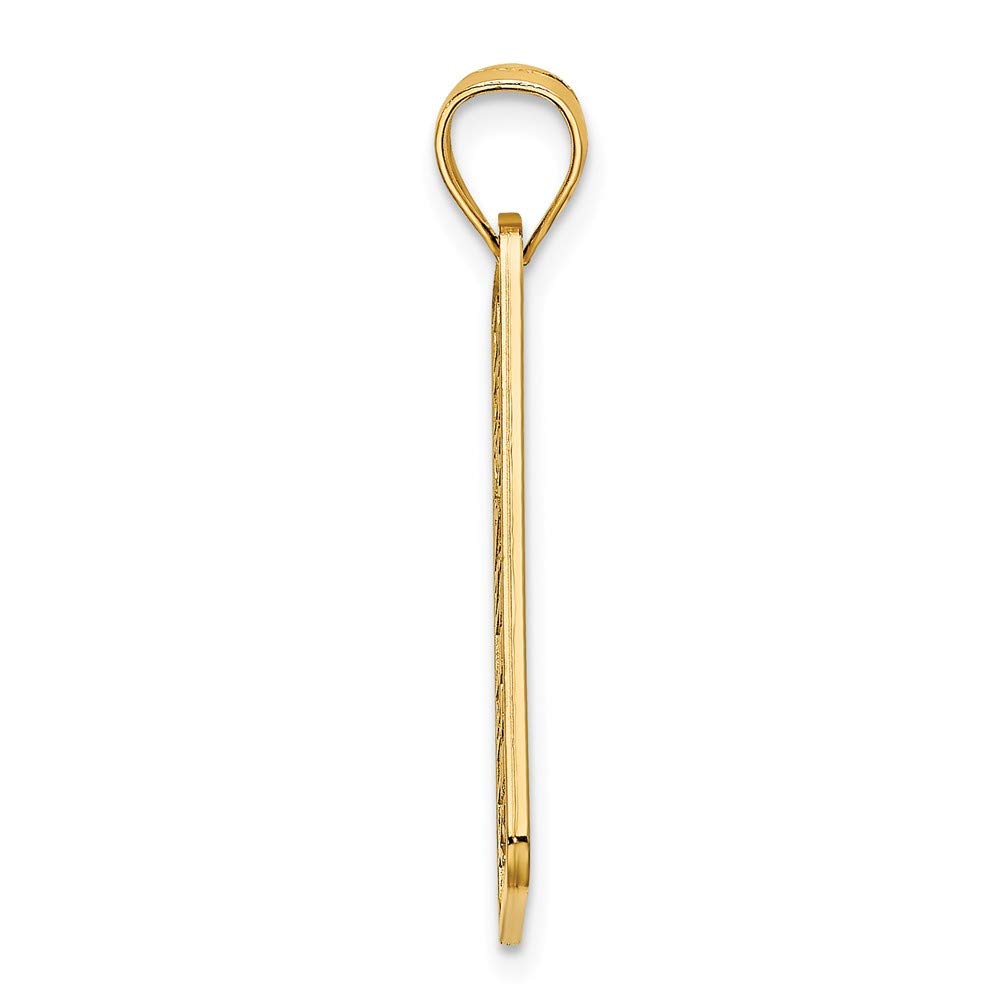 14K Yellow Gold Ocean City NJ License Plate Charm Pendant - Textured Large Size (0.94