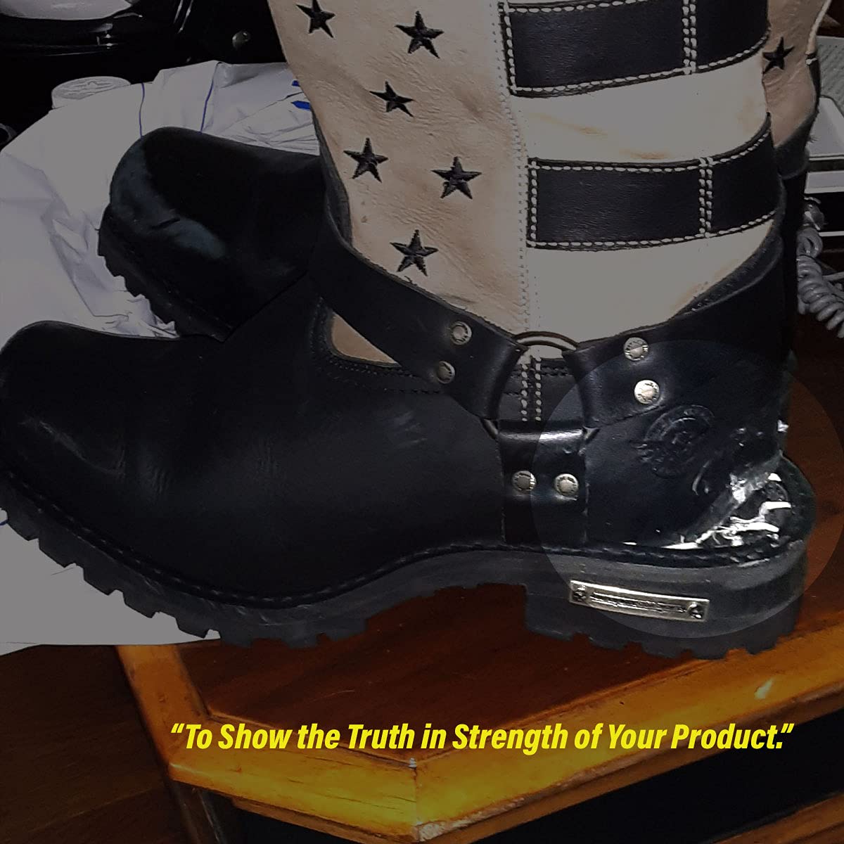 Milwaukee Leather Men's Stars and Stripes Black with Tan Motorcycle Boots - Harness Riding Boots for Men Size 7.5 (MBM9045) - Perfect for Cruising, Biker Events & Motorcycle Rides
