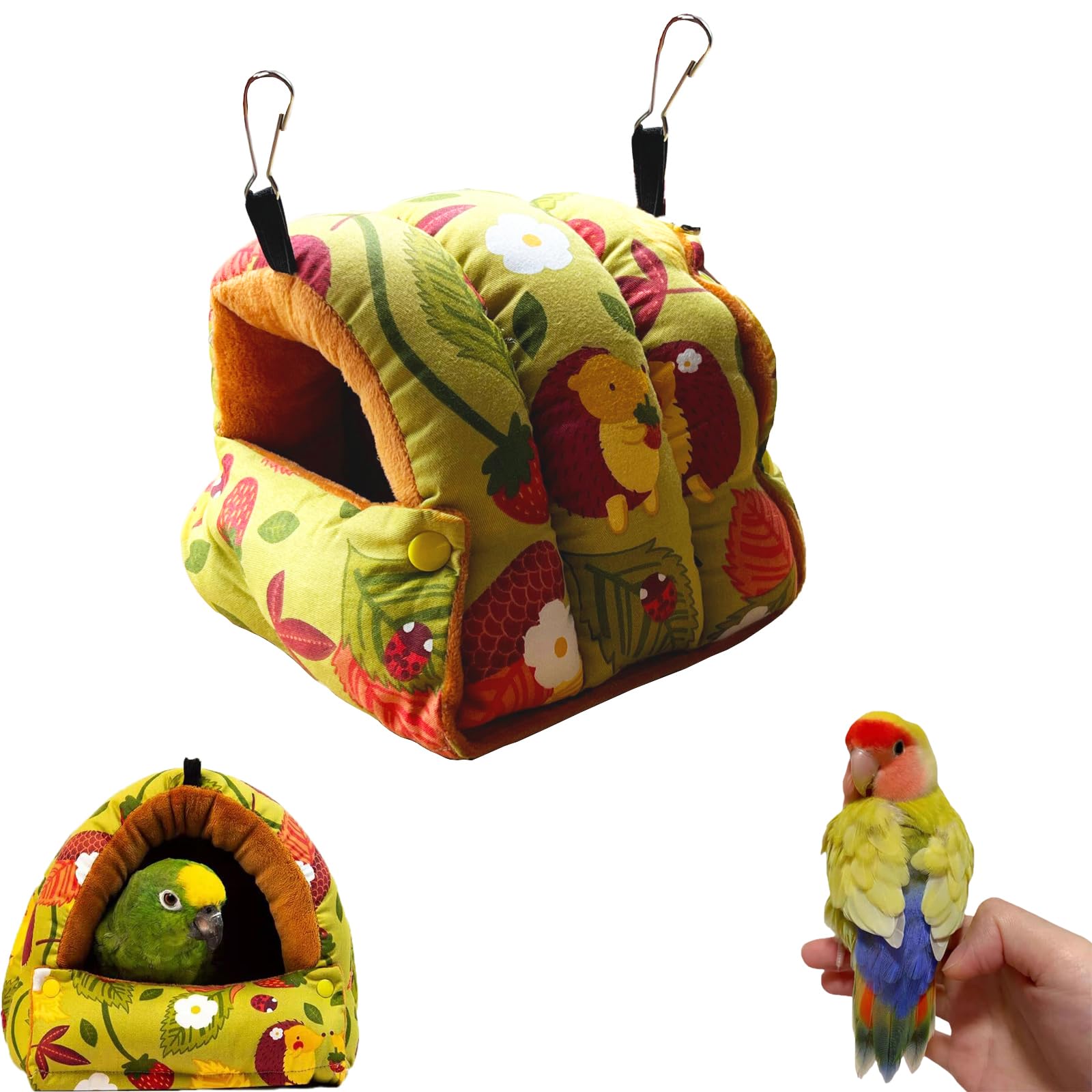 Winter Warm Bird Nest House - Hanging Hammock for Parrots, Macaws, Budgies, Parakeets, Caiques, Senegal, Cockatiels, Conures & Lovebirds | Cozy Small Bird Bed for Indoor/Outdoor Aviary, Cage & Garden Use
