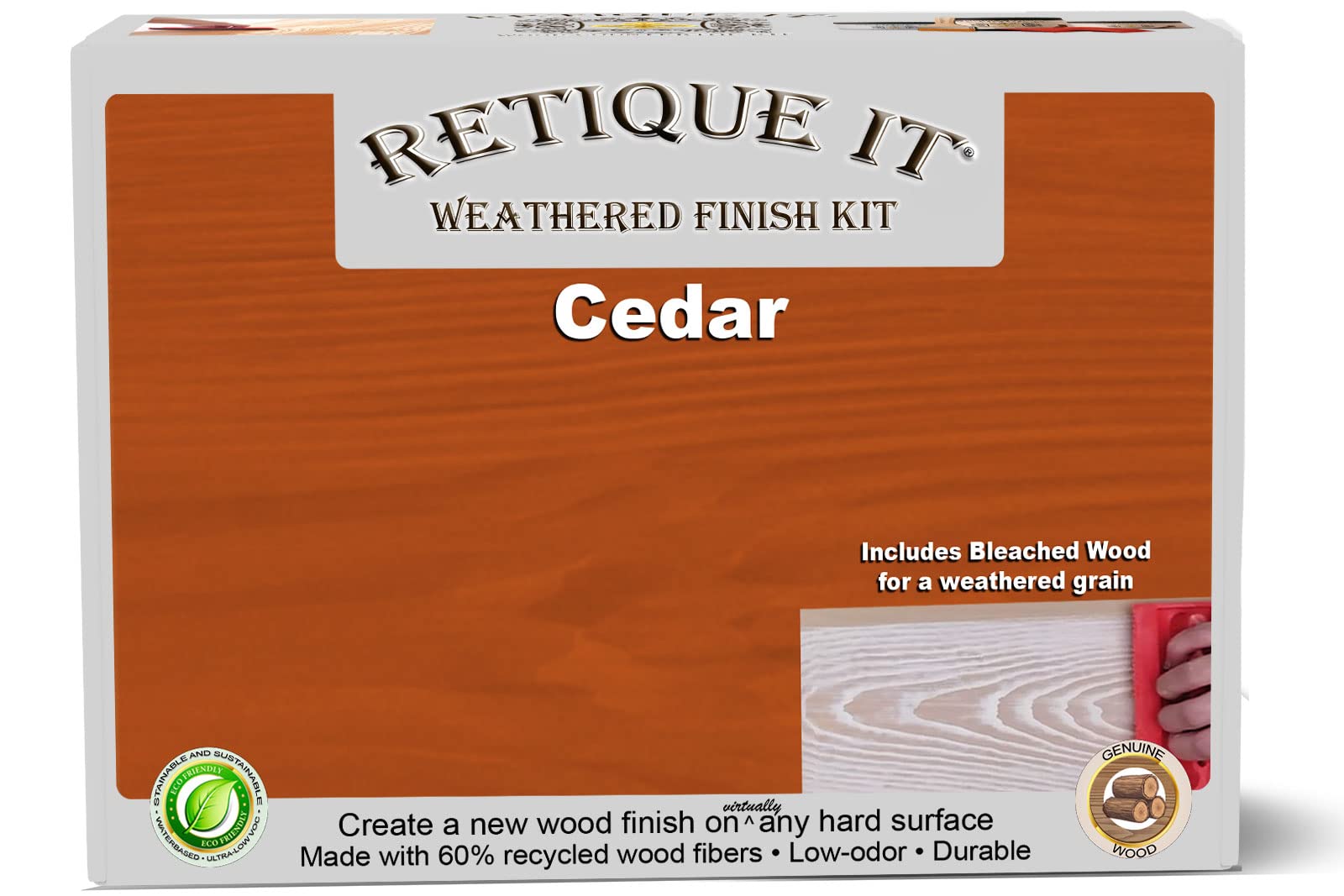 Retique It Gel Stain Liquid Wood Kit - Paintable Wood Stain for Furniture, Cabinets & DIY Projects (2X Double 100 sq ft, Weathered Finish, 42 Cedar) - Perfect for Refinishing, Restoring & Upcycling Wooden Surfaces