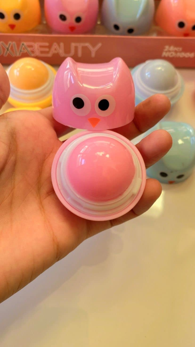 Owl Shaped Fruit Lip Balm Set - 2 Pack Random Flavors | Natural Moisturizing Lip Care for Kids & Adults | Perfect for School, Travel & Gifts