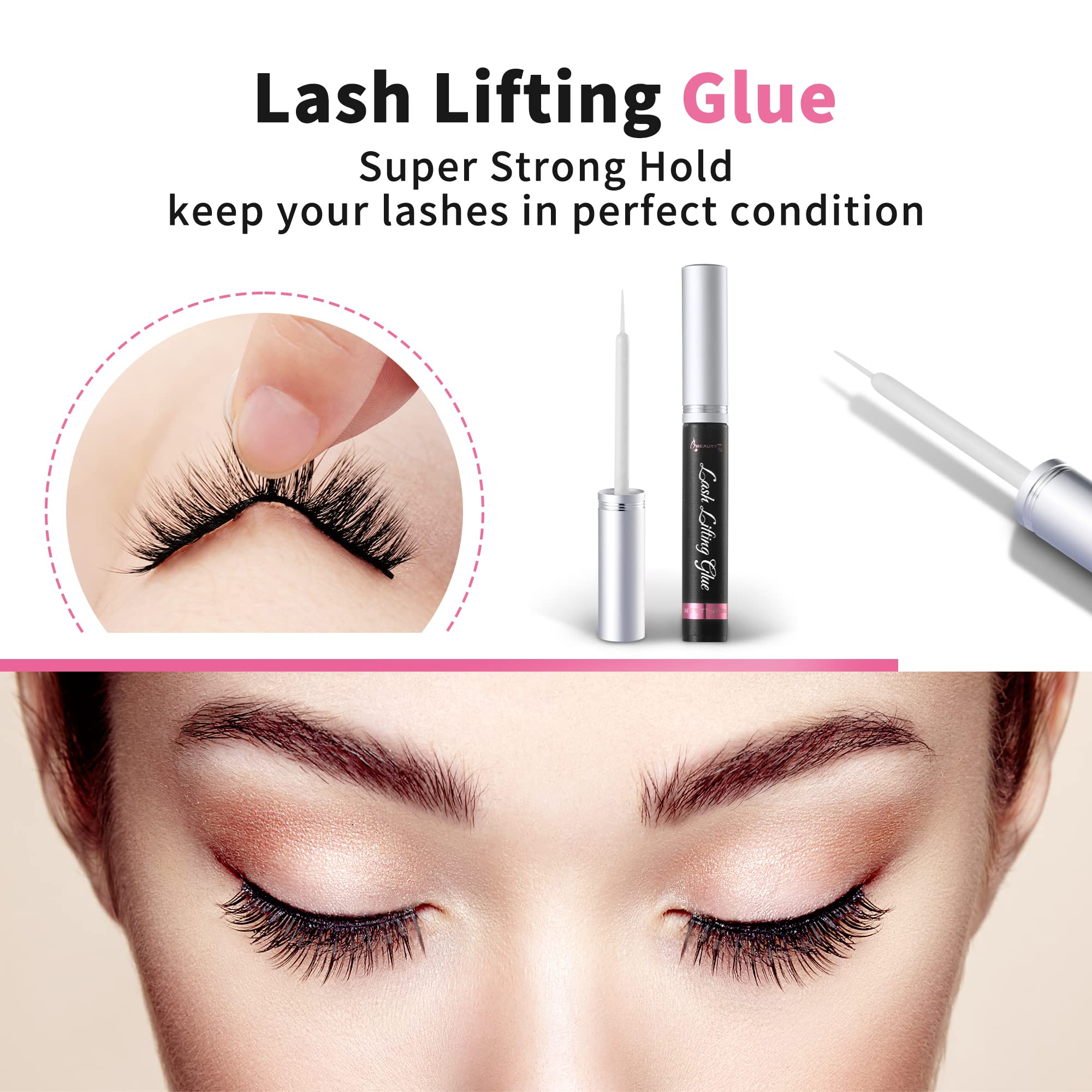 Beauty7 Professional Lash Lifting Adhesive Glue - Strong Hold Semi-Permanent Eyelash Perm Kit for Lifting & Curling - Perfect for Salon, Home Use & DIY Lash Extensions