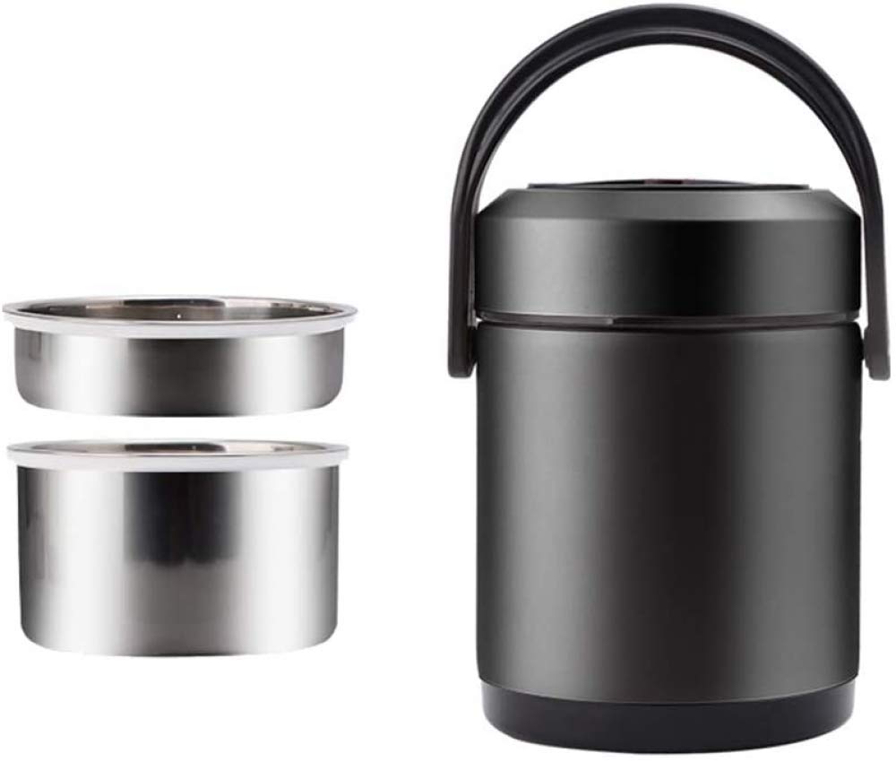 Premium Stainless Steel Insulated Food Thermos - 2.0L Dual Compartment Hot Meal Container with Handle | Long-Lasting Temperature Retention | Perfect for Office Lunch, Picnics & Outdoor Activities