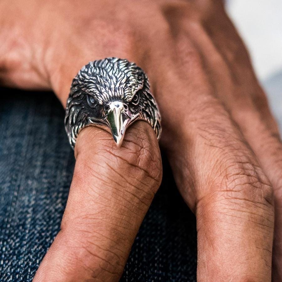 Harley Eagle Head Biker Ring - Sterling Silver Men's Jewelry for Motorcycle Riders - Perfect for Biker Gifts, Motorcycle Events & Everyday Wear