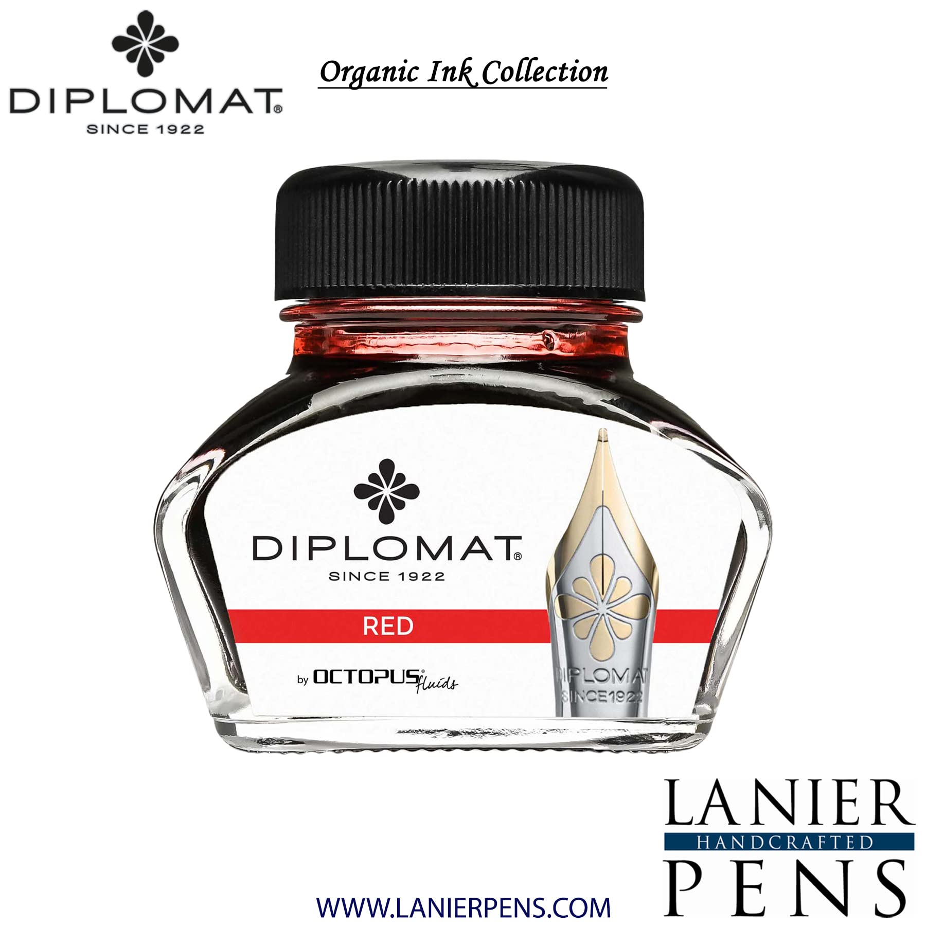 Diplomat Red Fountain Pen Ink Bottle 30ml - Premium Writing Ink for Calligraphy, Journaling & Letter Writing