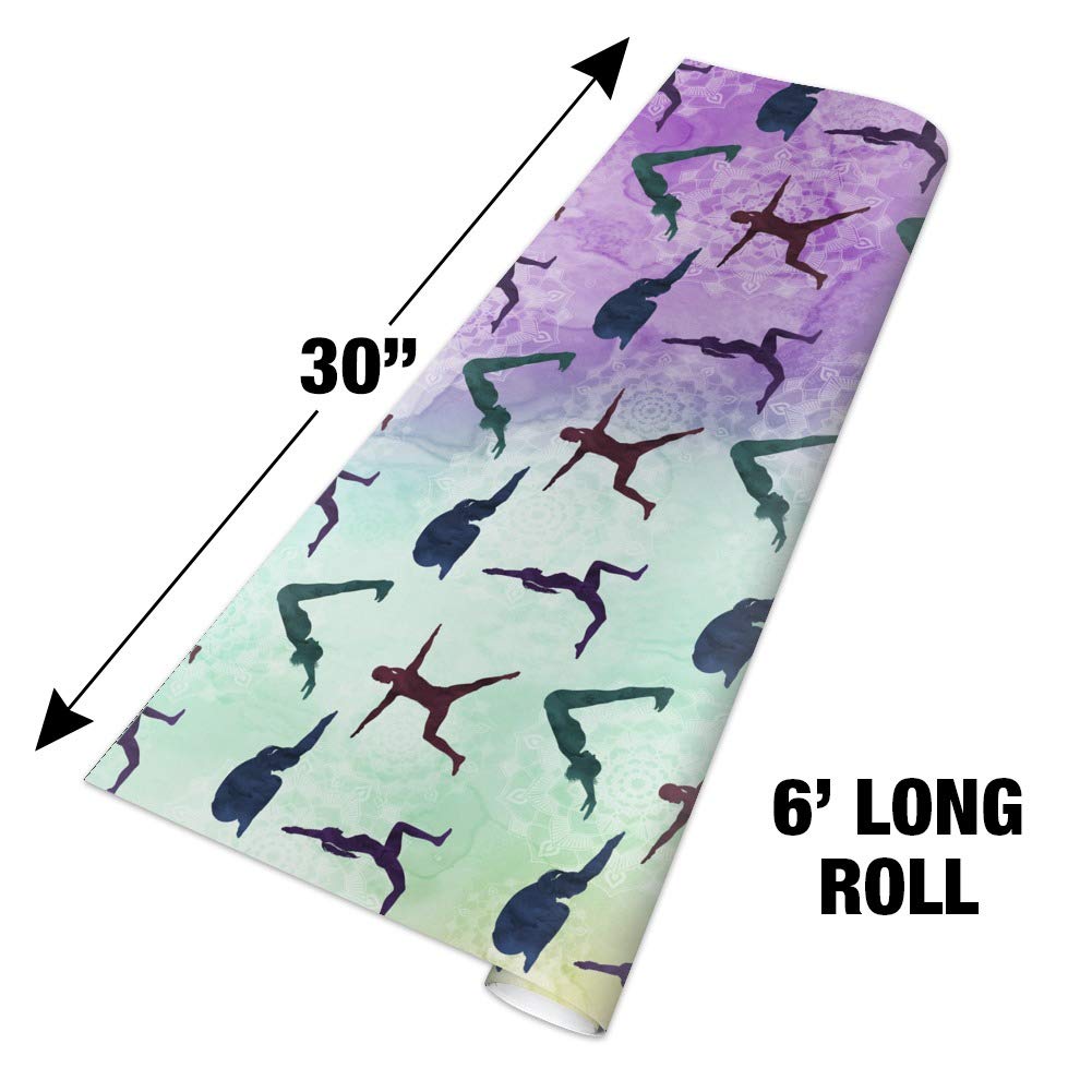 GRAPHICS & MORE Yoga Poses Gift Wrap Paper Rolls - Premium Wrapping Paper for Yoga Lovers, Birthday Gifts, Party Favors & Special Occasions