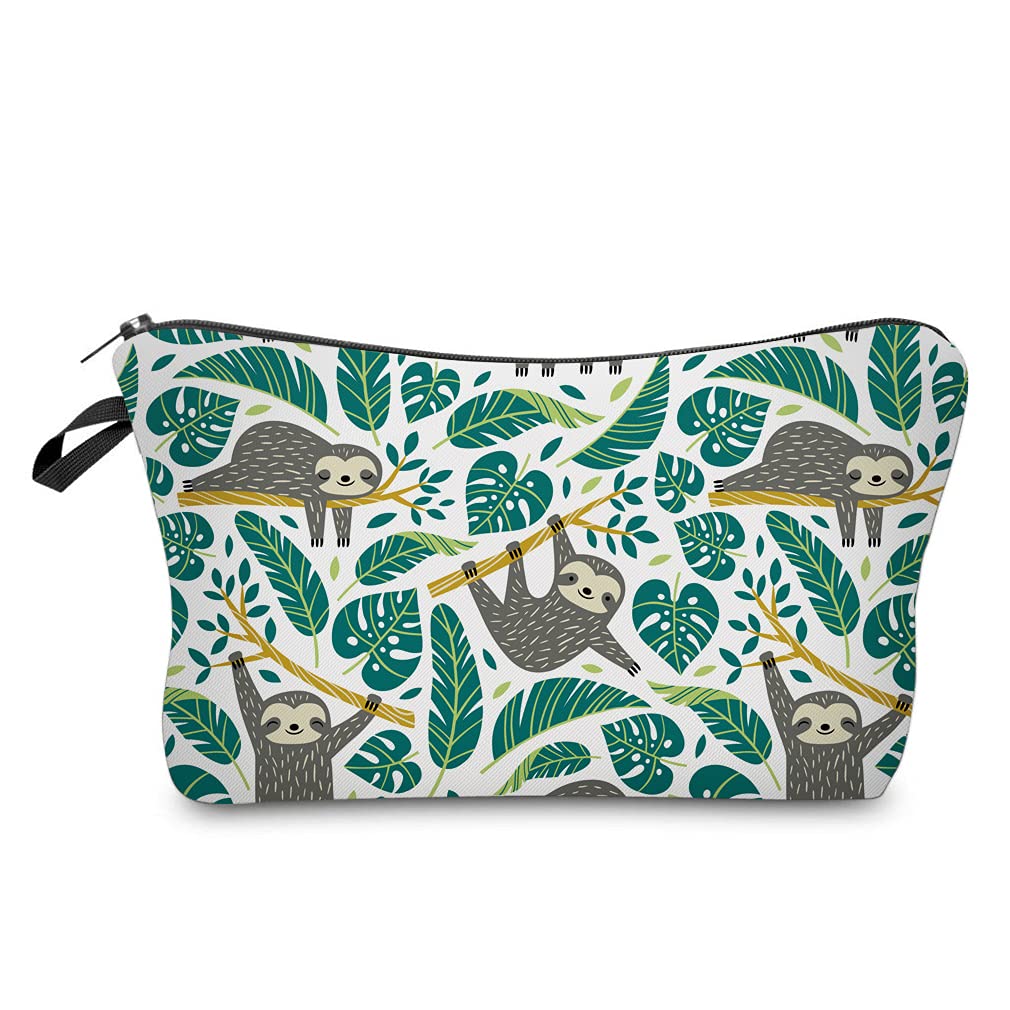 LOOMILOO Small Sloth Printed Makeup Bag - Cute Cosmetic Pouch for Women, Travel Organizer, Purse Essentials Holder - Perfect Gift for Her, Birthday, Christmas (51476) - Ideal for Travel, Gym, Daily Use & Makeup Storage
