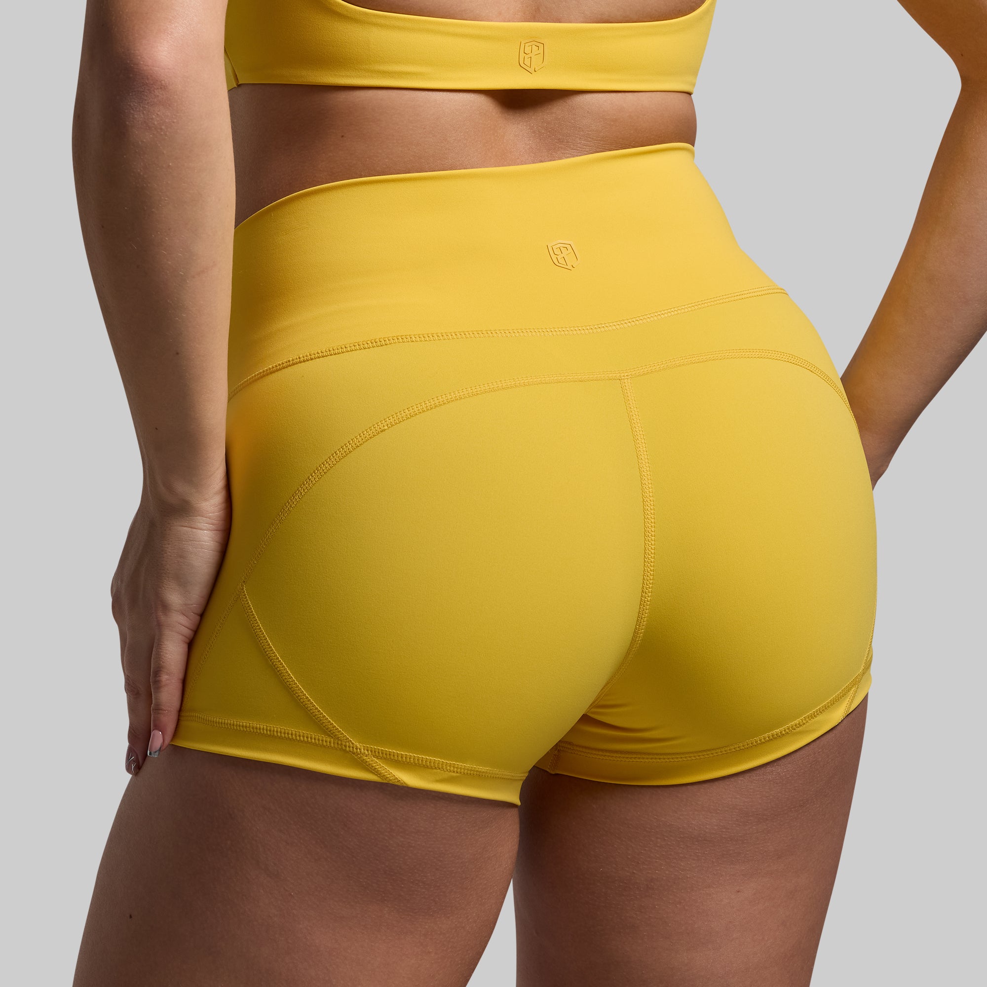 Sexy High Waist Booty Shorts Set in Gold - Perfect for Gym, Yoga, and Summer Outfits