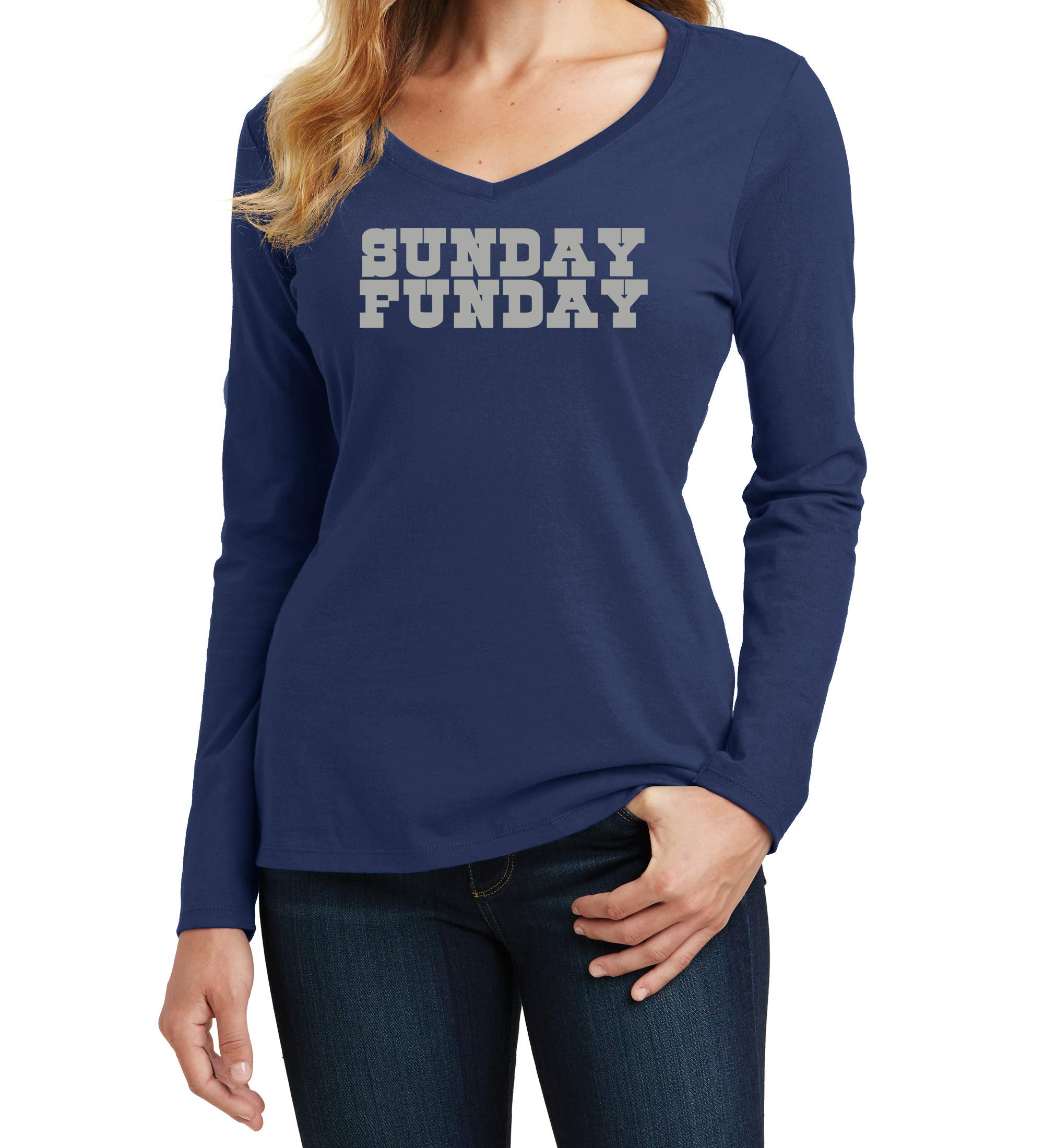 America's Finest Apparel Dallas Sunday Funday Shirt - Women's Long Sleeve T-Shirt for Casual Outings, Brunch & Weekend Wear | Comfortable Cotton Top for Ladies