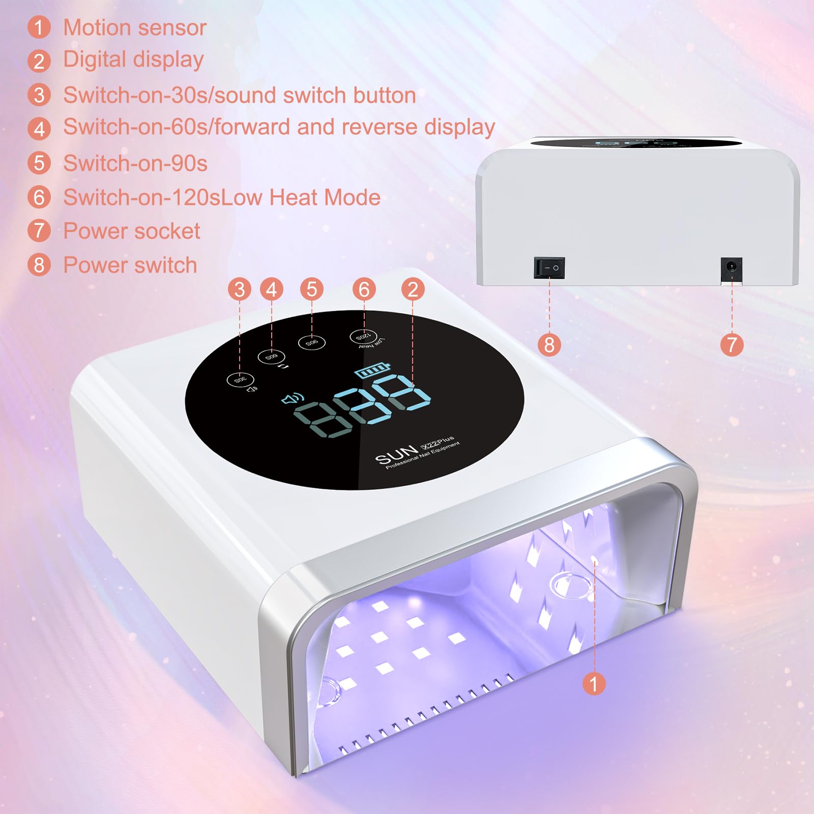 150W Cordless UV Nail Lamp - Rechargeable Gel Polish Dryer with 4 Timer Settings & Auto Sensor, Professional LED Nail Curing Light for Fingernails & Toenails, Perfect for Home Salon and Travel Use