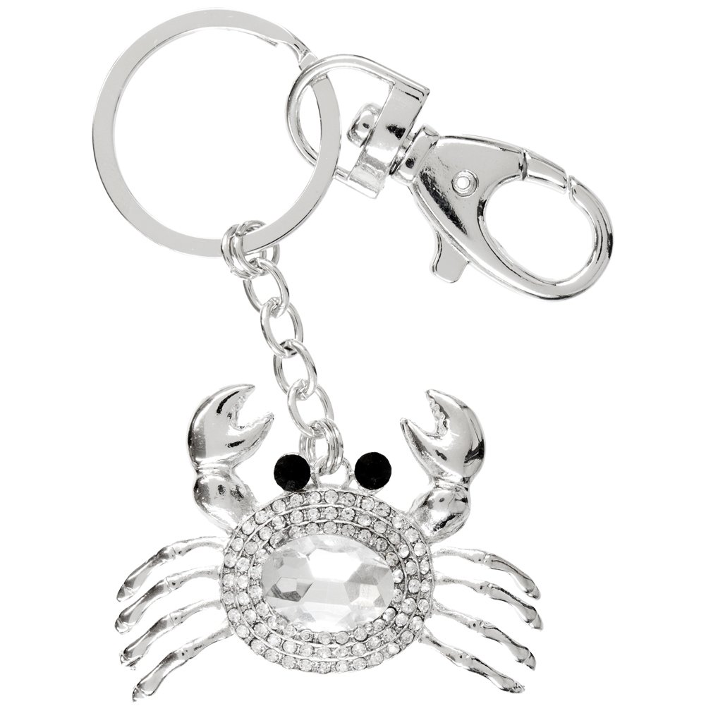 Crab Gemstone Claw Keychain - Animal World Jewelry Accessory for Beach, Party & Gifts | Unique Crab-Shaped Hair Clip & Bag Charm