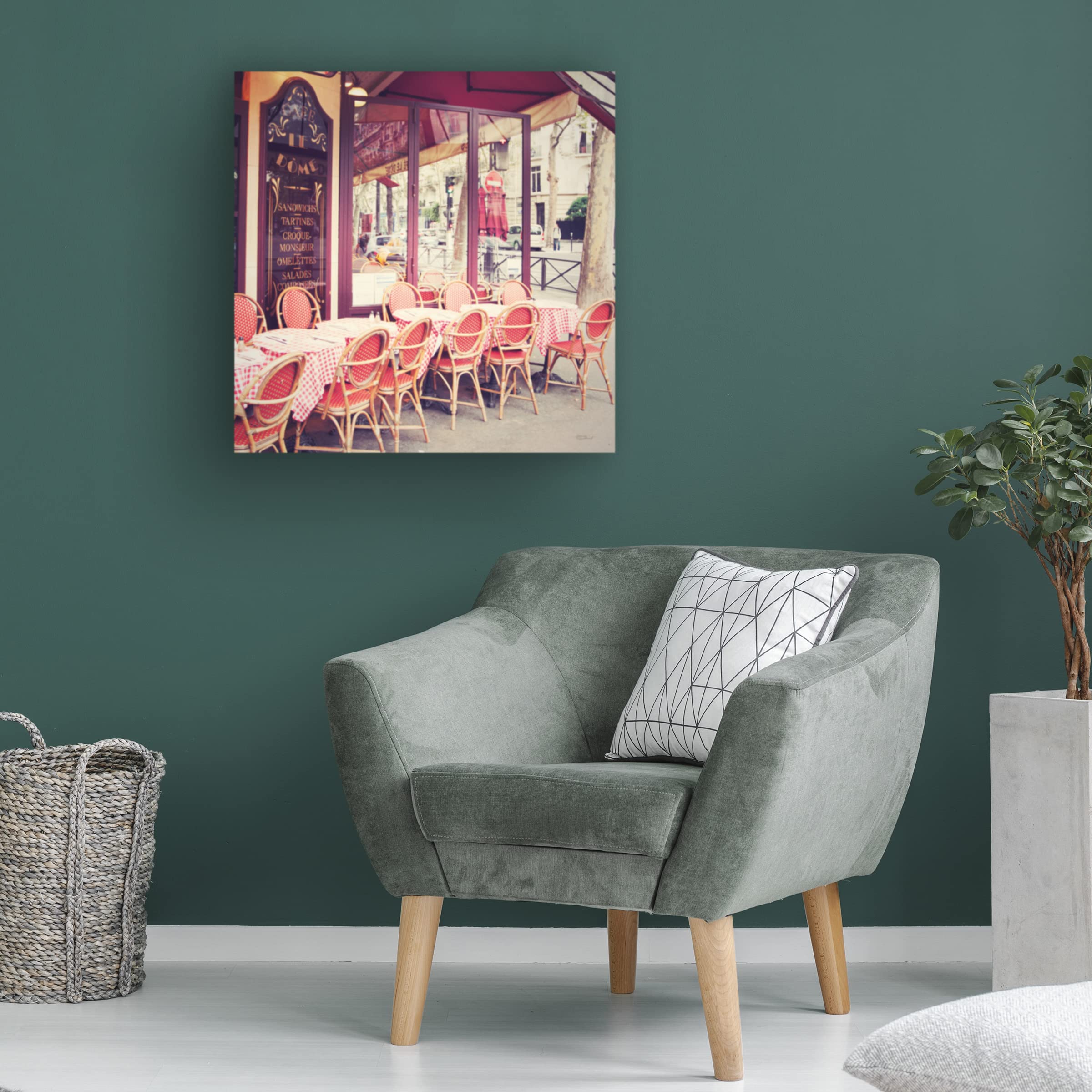Laura Marshall 'Café le Dôme' Canvas Wall Art Print - Modern Home & Office Decor - Perfect for Living Room, Bedroom or Café Style Interior Design