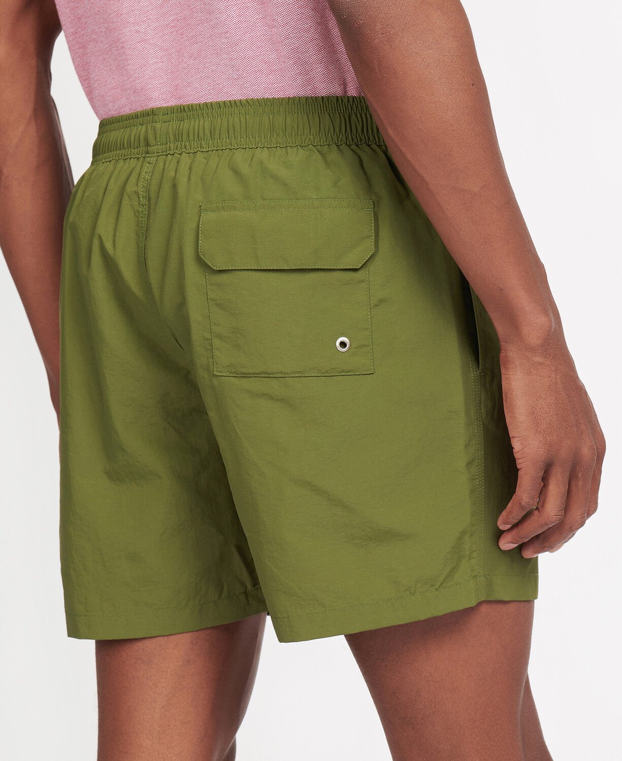 BARBOUR Essential Logo Swim Shorts for Men - Quick-Dry Comfortable Olive Green Swimwear for Beach, Pool & Vacation