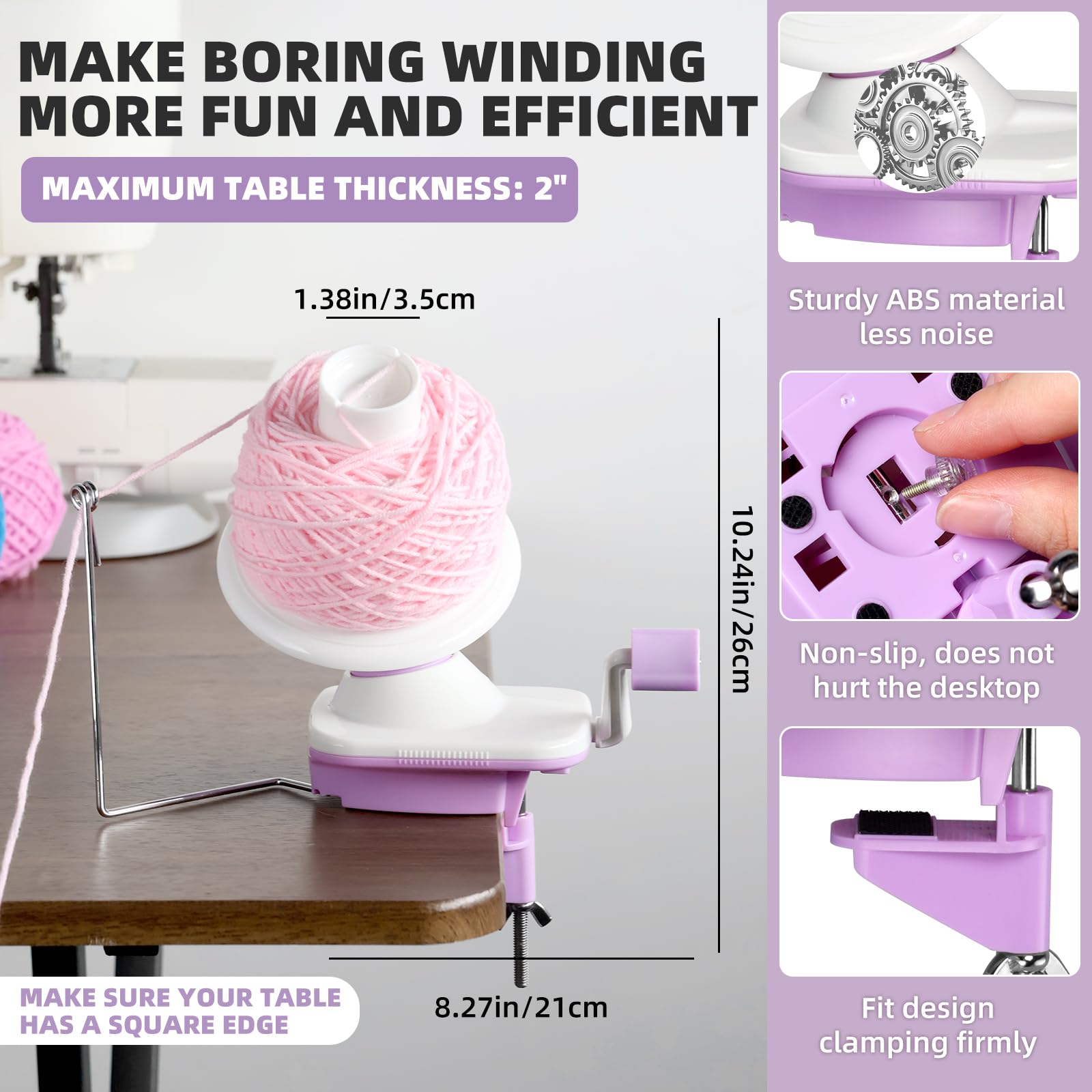 Yarn Ball Winder for Knitting & Crocheting - Heavy Duty Yarn Spinner with Tension Ring & Clippers - Perfect for Winding Large Yarn Cakes - Ideal Gift for Knitting Enthusiasts - Use for Home Crafting, DIY Projects & Professional Knitting