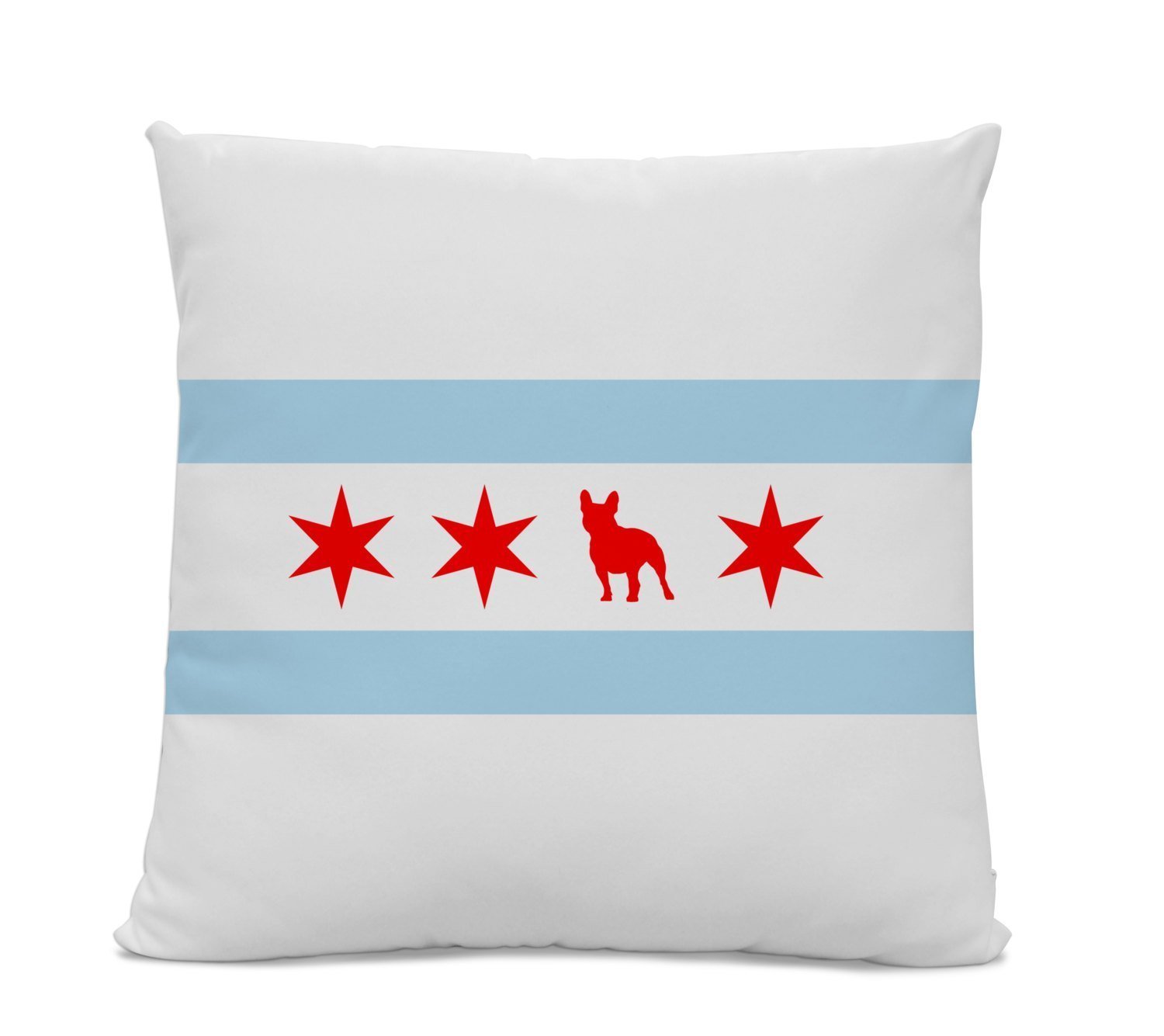 Chicago Flag French Bulldog Pillow - Frenchie Silhouette Home Decor Cushion | Dog Breed Themed Throw Pillow for Sofa, Bed & Nursery | Perfect Gift for Dog Lovers & Chicago Pride Fans