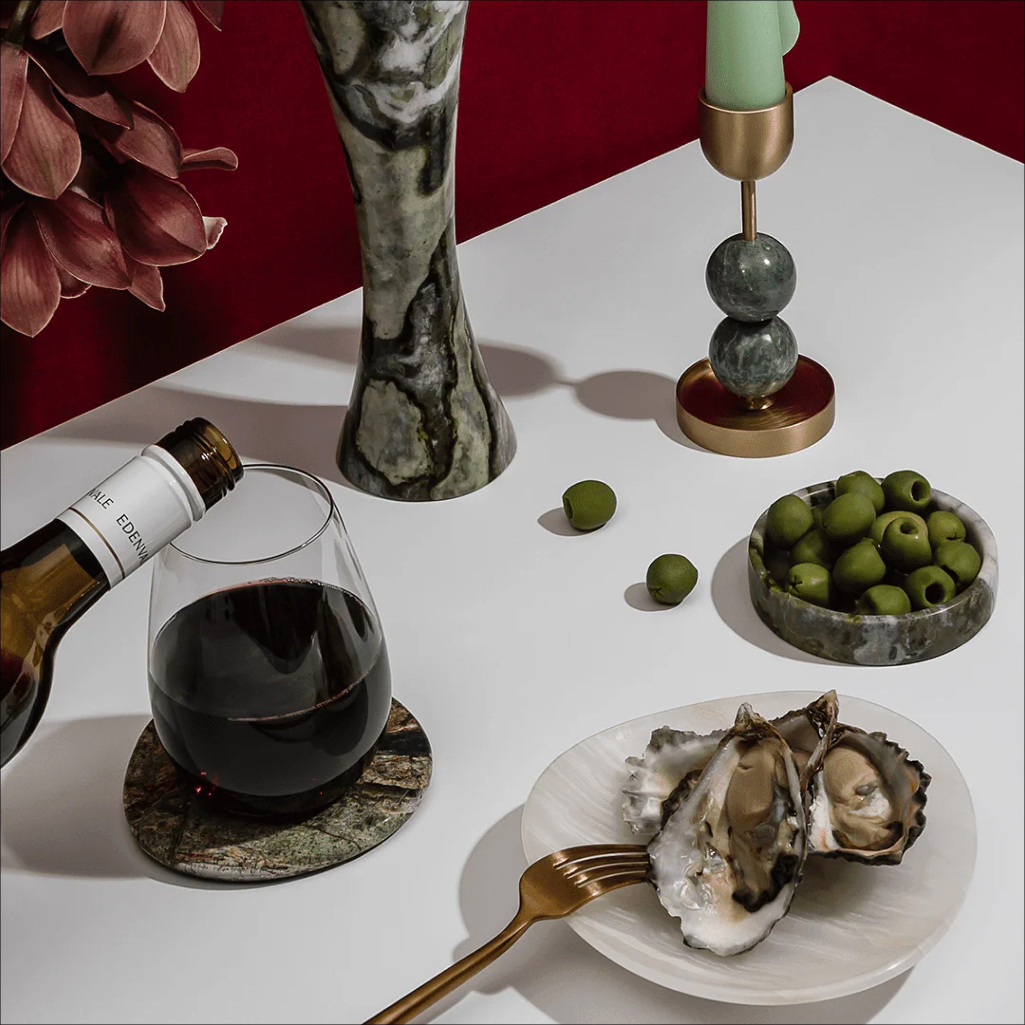 BLACK BLAZE Oasis Small Marble Dish - 9.7cm Round Decorative Tray for Jewelry, Keys & Home Decor | Perfect for Vanity, Entryway & Gift Giving