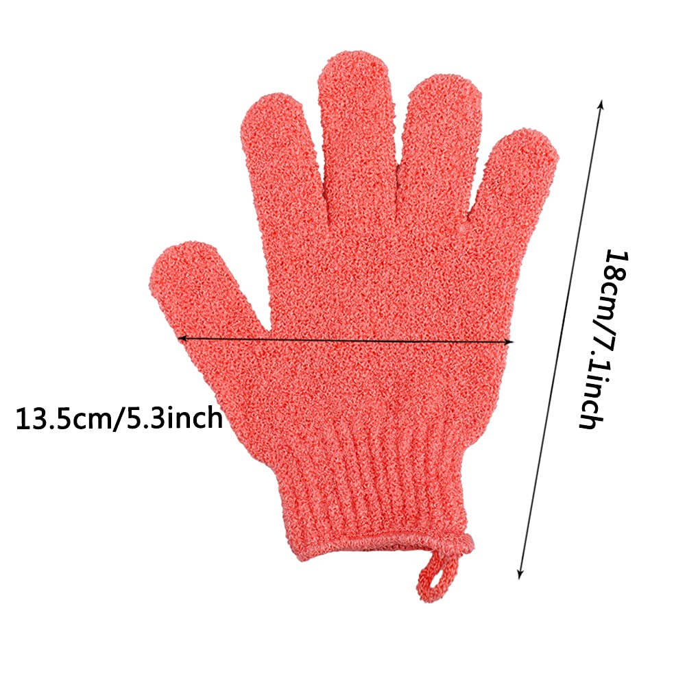 4 Pairs Exfoliating Gloves for Body - Double Sided Bath & Shower Gloves, Spa Massage Scrub Mittens (4 Colors) - Perfect for Dry Brushing, Dead Skin Removal & Smooth Skin Care