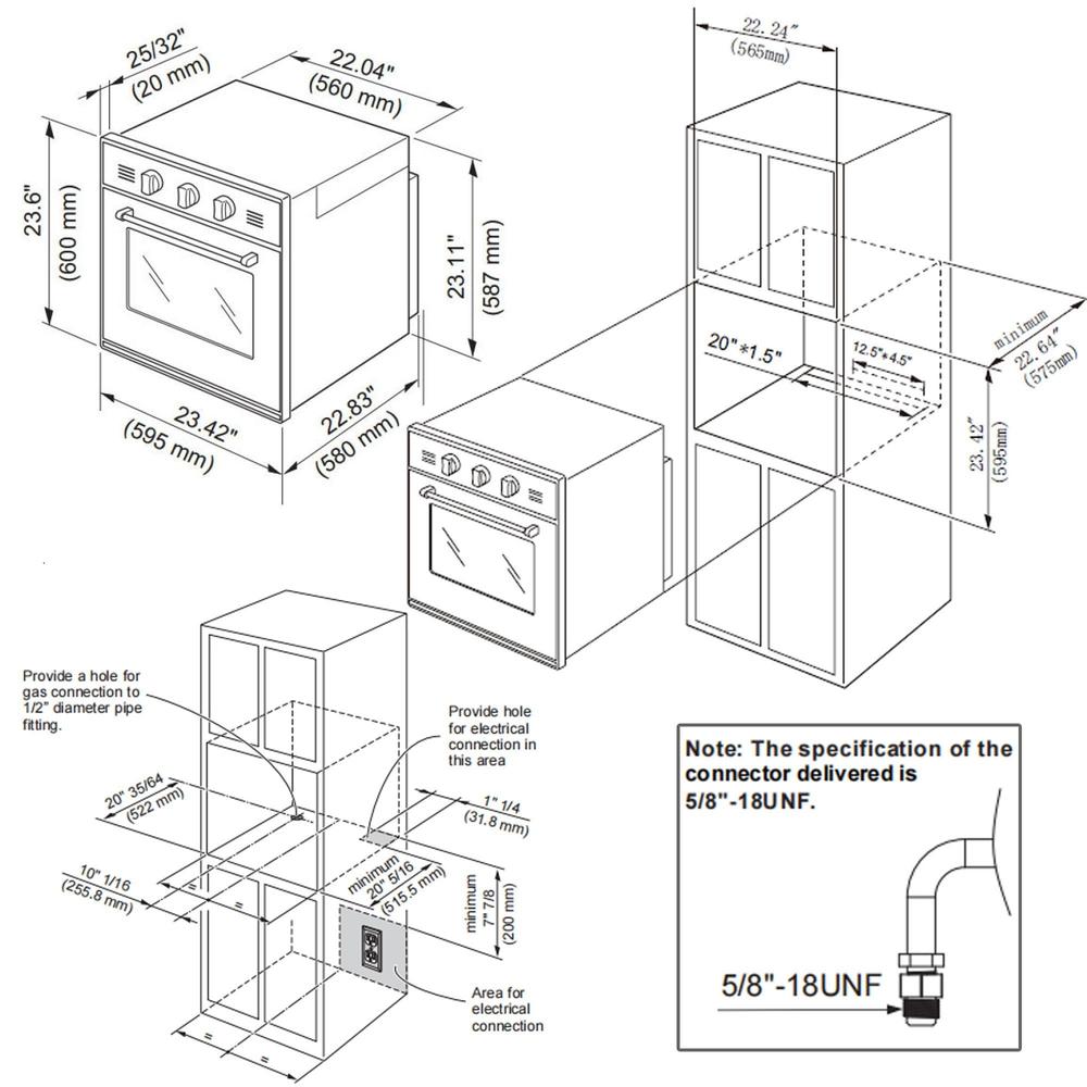 Empava 24 Inch 2.3 Cu Ft Stainless Steel Liquid Propane Gas Wall Oven (24WO11L) - Perfect for Compact Kitchens, RVs, and Small Space Living