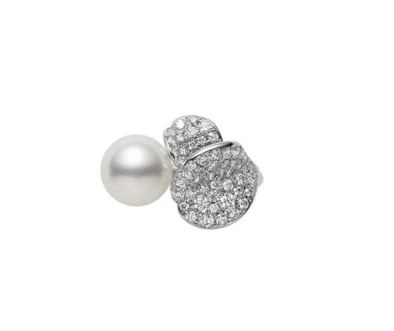 18K White Gold Akoya Pearl and Diamond Stud Earrings - Elegant Jewelry for Women, Perfect for Weddings, Parties & Special Occasions