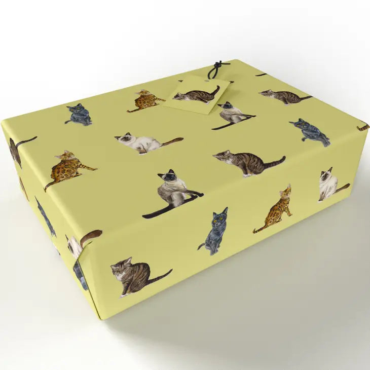 Premium Cat Breeds Wrapping Paper - 12 Unique Feline Designs for Gift Wrapping, Crafts & Party Decorations | Perfect for Cat Lovers, Birthdays & Holidays