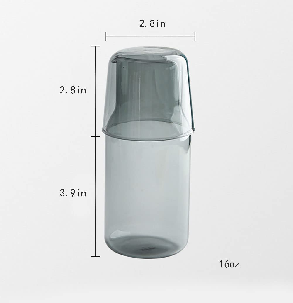 Clear Glass Bedside Night Water Carafe Tumbler Set - Pitcher and Cup for Bedroom, Perfect for Nighttime Hydration, Home Decor & Gift Idea