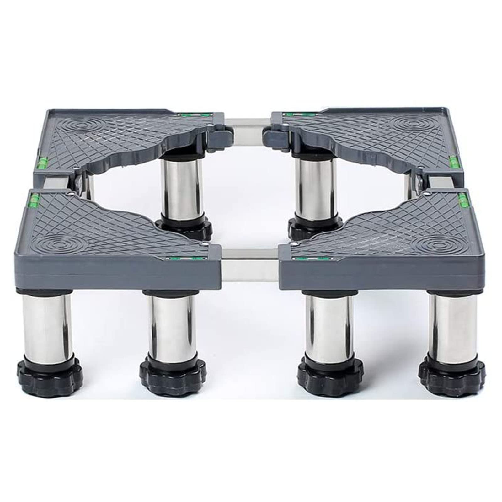 Adjustable Washing Machine Base Stand - 4/8/12 Feet Shock Absorbing & Noise Reducing Dryer Support with Spirit Levels (14-17cm Height) - Perfect for Laundry Rooms, Apartments & Home Appliances Like Dishwashers & Cookers