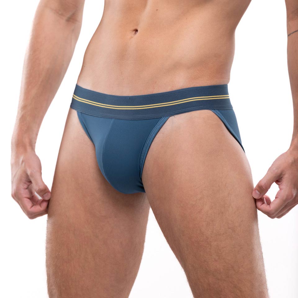 High-Performance Ribbed Sport Briefs for Men - Breathable & Comfortable Blue Underwear - Ideal for Gym, Running & Active Lifestyle