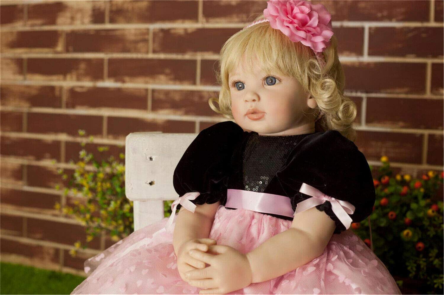 24 Inch Realistic Silicone Reborn Baby Doll - Blonde Hair Lifelike Toddler Doll for Girls | Perfect Gift for Birthdays, Collectors & Pretend Play