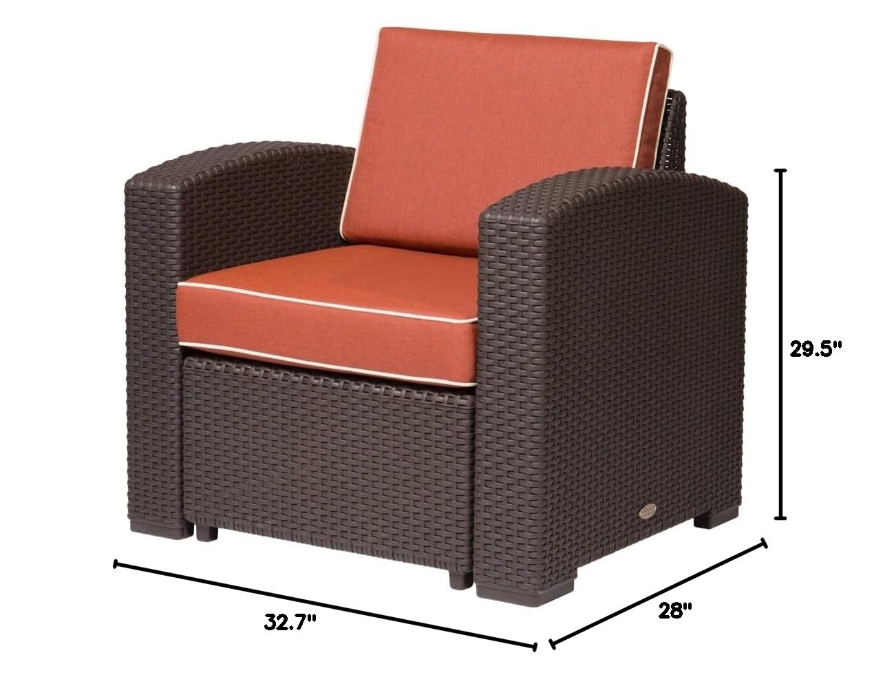 Strata Furniture Cielo Traditional Polypropylene Patio Chair - Brown/Red Outdoor Dining Set for Garden, Poolside & Backyard Relaxation