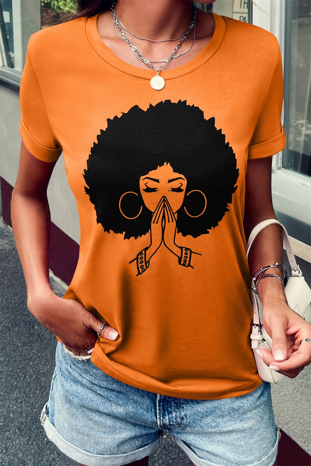 Qianxitang Women's Cute Graphic Print Cotton T-Shirt - Summer Casual Round Neck Short Sleeve Blouse for Everyday Wear & Outings