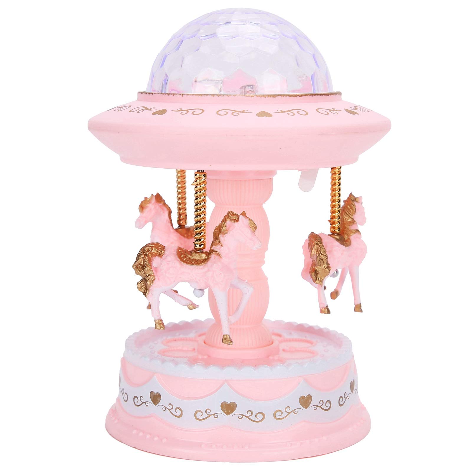 Vbestlife LED Projection Music Box with Gradual Color Change - Rotating Musical Gift for Kids Birthday, Home, Office & Coffee Shop Decor (Pink)
