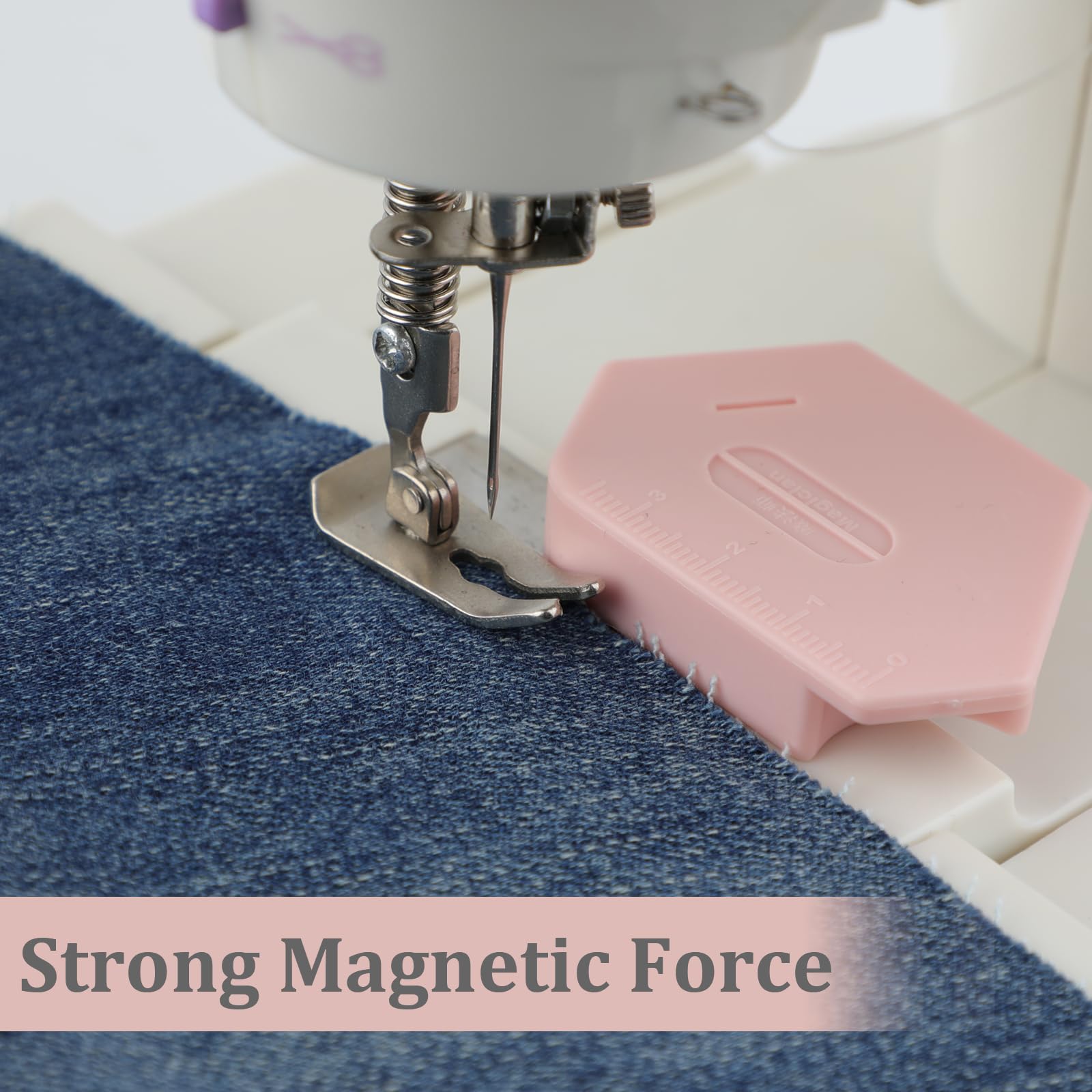Magnetic Seam Guide for Sewing Machine - Multifunctional Hem Guide with Scale - Polygonal Sewing Accessory (Pink/Green) | Perfect for Quilting, Dressmaking & DIY Sewing Projects