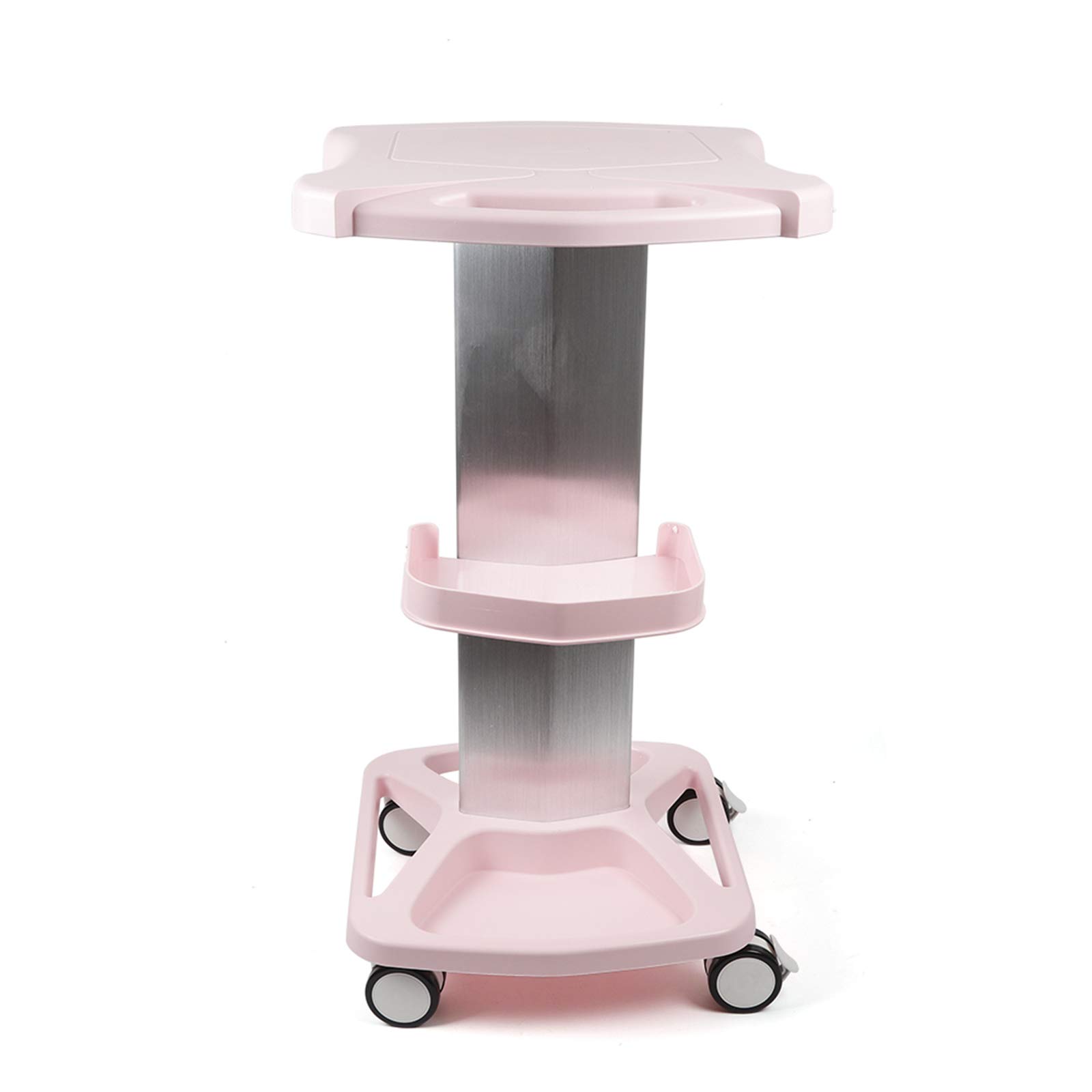 Portable Aluminum Alloy Rolling Cart with Tray - Mobile Utility Storage Stand for Salon, Spa, Beauty & Tattoo Supplies - Easy Assembly Pink Trolley | Perfect for Professional Studios & Home Organization