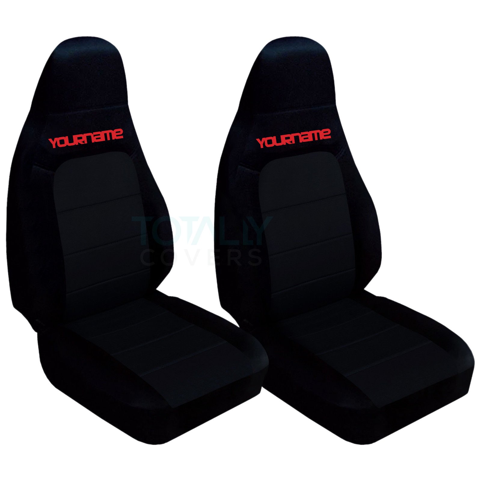 Custom Black & Red Seat Covers for 2001-2005 Mazda MX-5 Miata - 21 Color Options with Personalization (Name/Text) - Perfect for Car Enthusiasts & Road Trips
