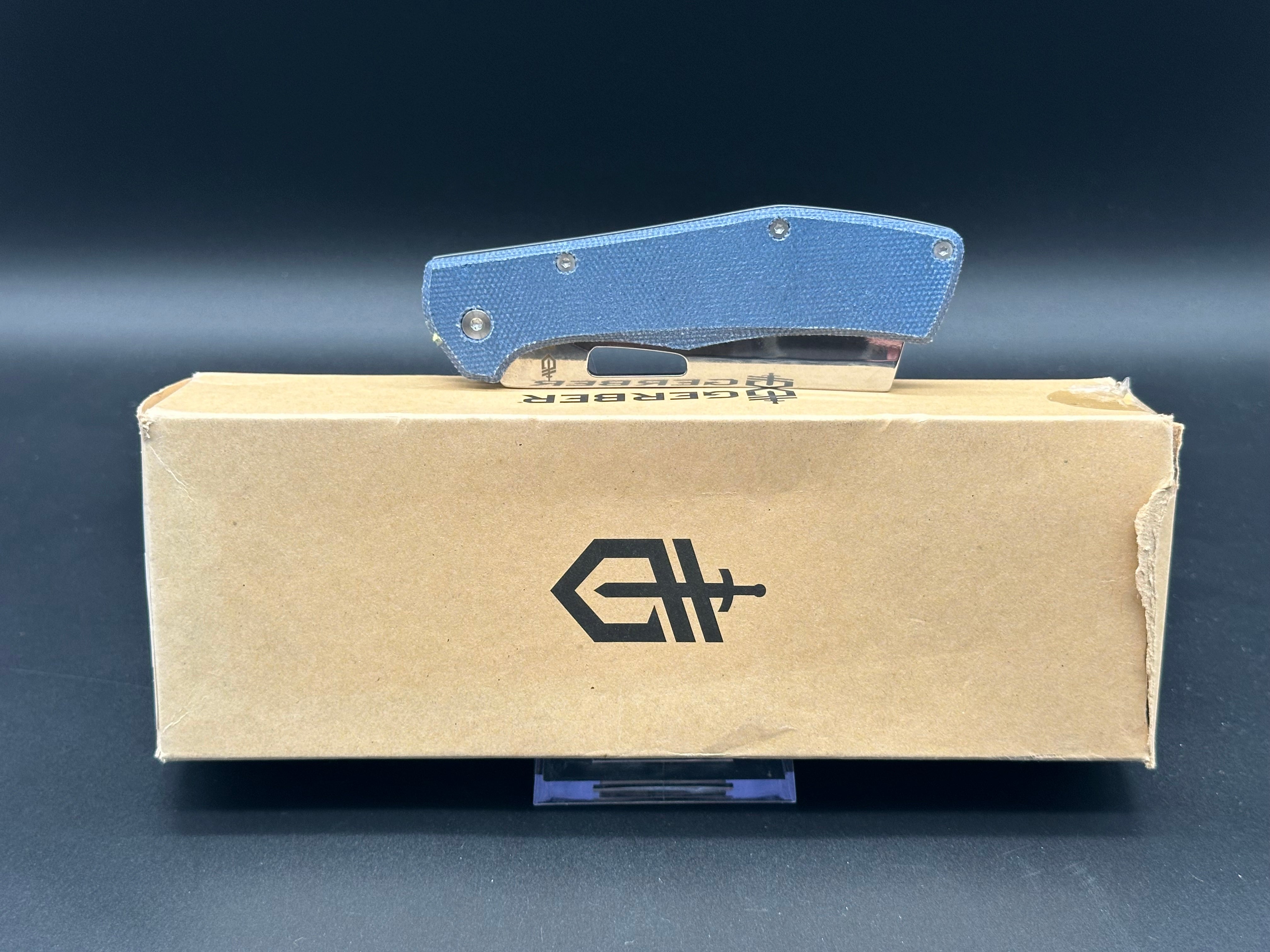 Gerber Flatiron Folding Knife - D2 Steel Blade, Blue Micarta Handle - EDC, Camping, Outdoor Survival & Everyday Carry Pocket Knife