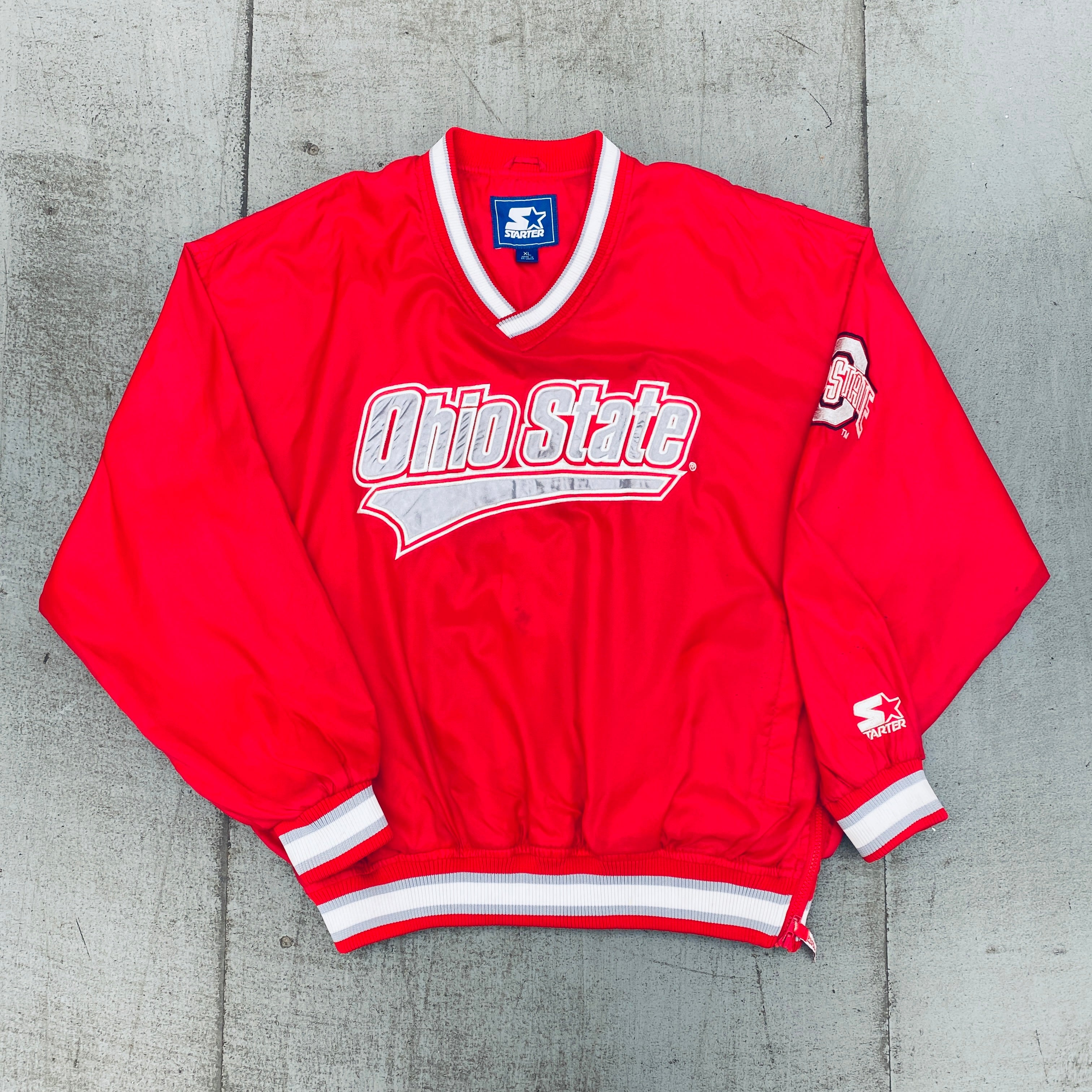 Vintage 1990s Ohio State Buckeyes Spellout Starter Sideline Jacket - XL Size | NCAA Football Fan Gear & Retro College Apparel for Game Day & Collectors