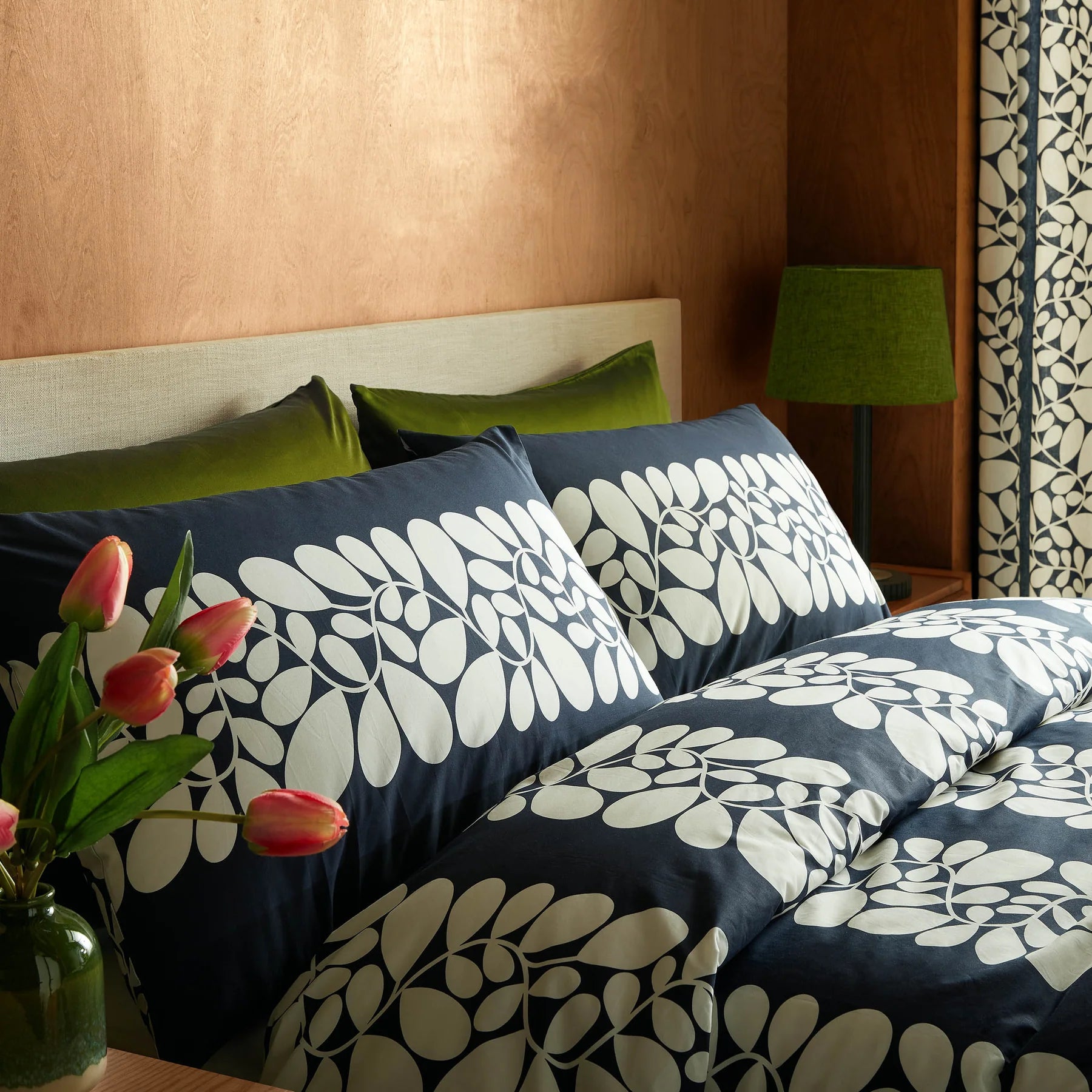 Orla Kiely Sycamore Stripe Duvet Cover Set - Space Blue | Modern Bedding Collection for Cozy Bedrooms | Perfect for Master Bedroom, Guest Room & Dorm Decor
